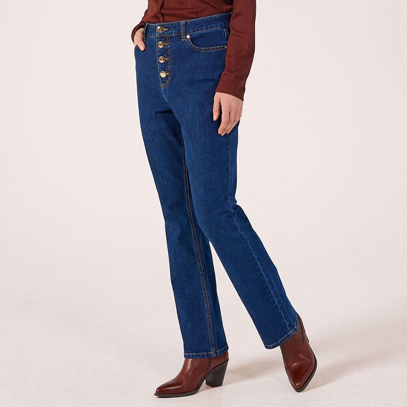 Ruth Langsford Button Front Bootcut Jean Tall