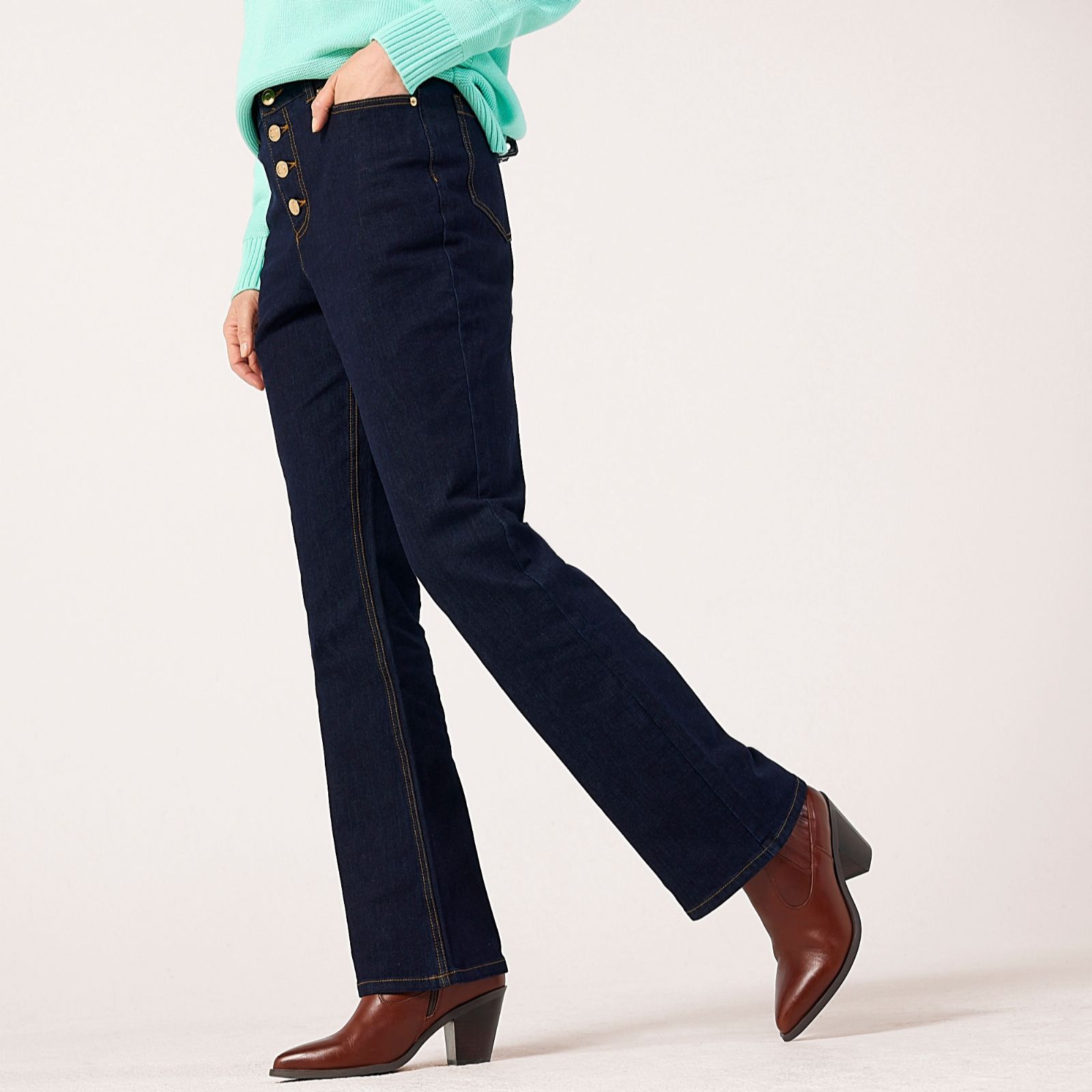 Ruth Langsford Button Front Bootcut Jean Tall