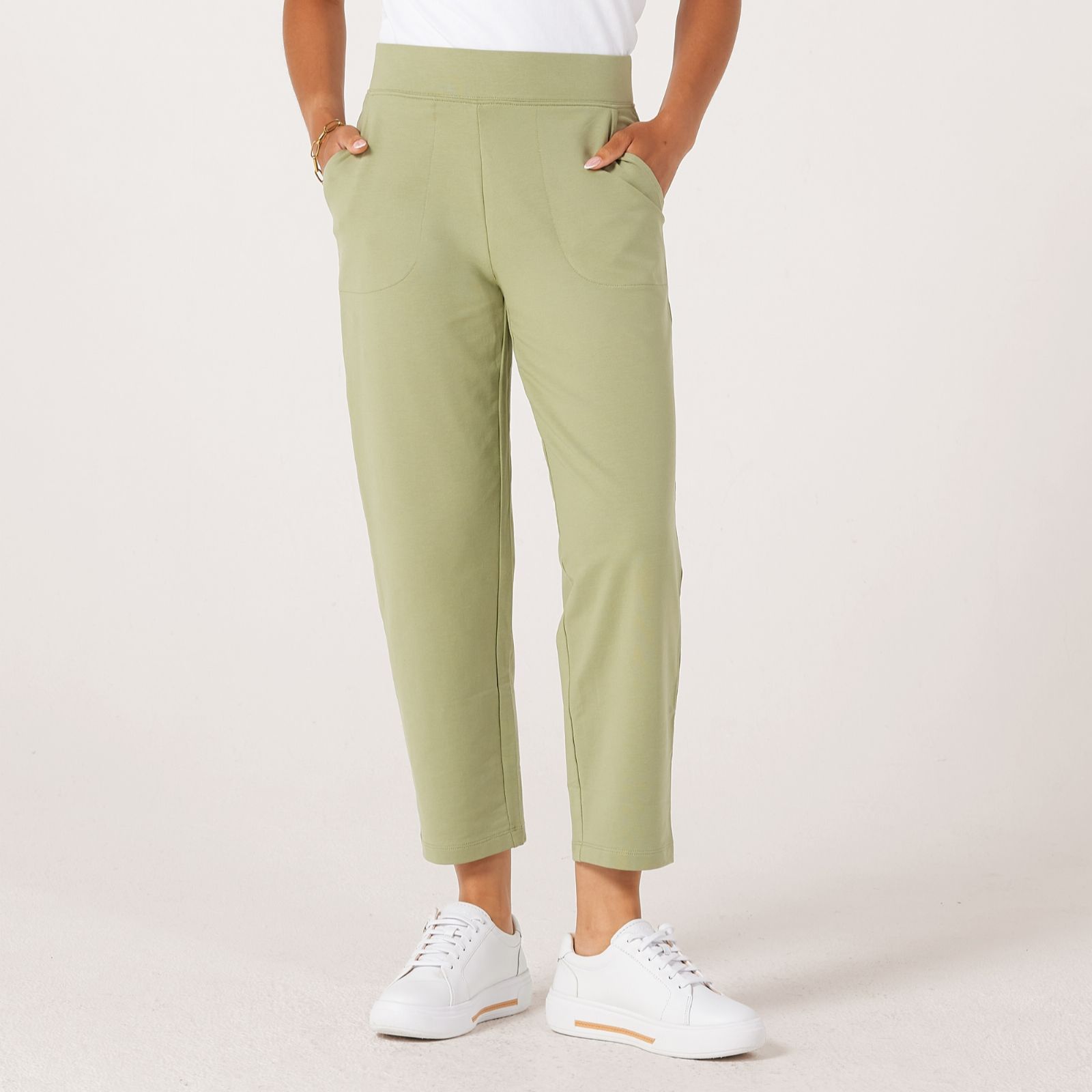 Denim & Co. French Terry Straight Leg Crop Trousers Standard