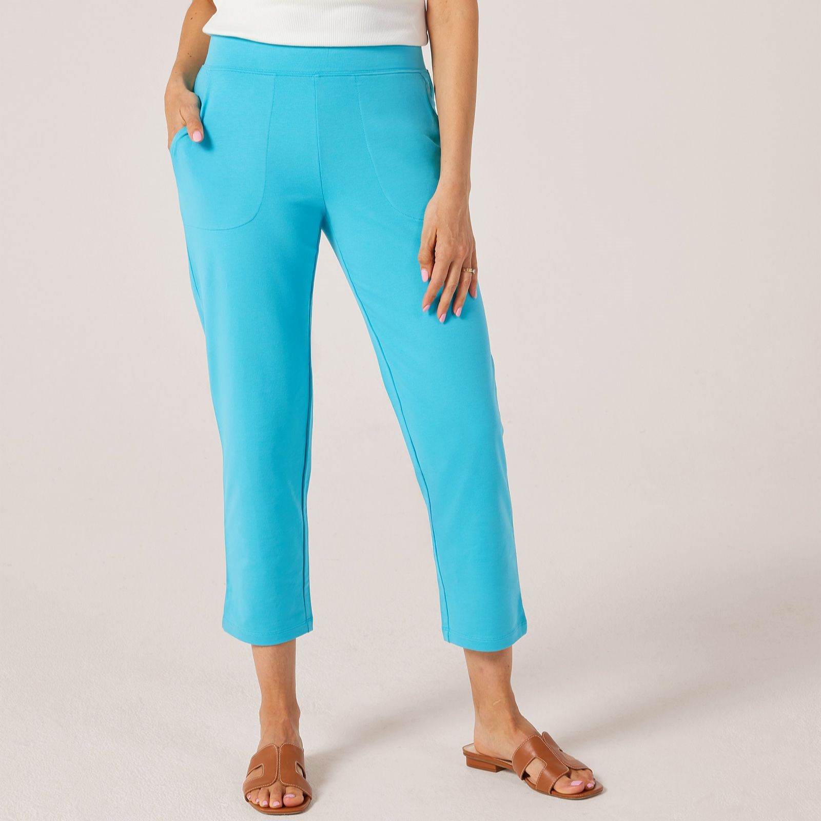 Denim & Co. French Terry Straight Leg Crop Trousers Standard