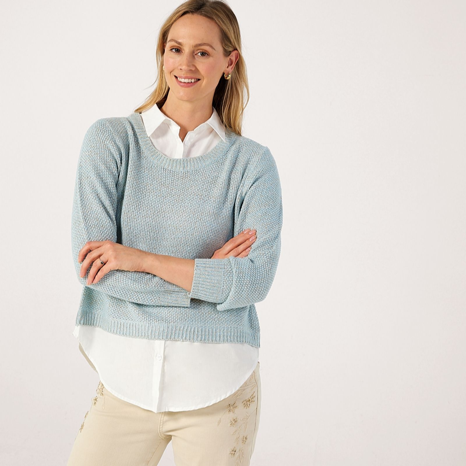 Izabel London Layered Mock Shirt and Jumper