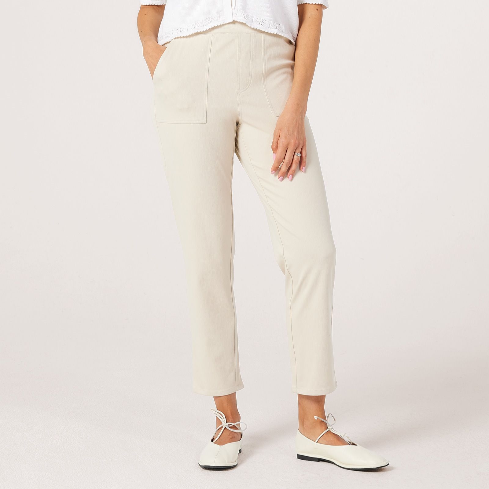 Denim & Co. Comfy Knit Air Pull On Tapered Ankle Trousers Petite