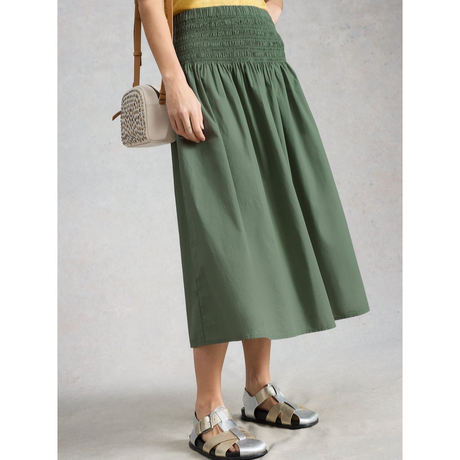 White Stuff Suri Shirred Midi Skirt