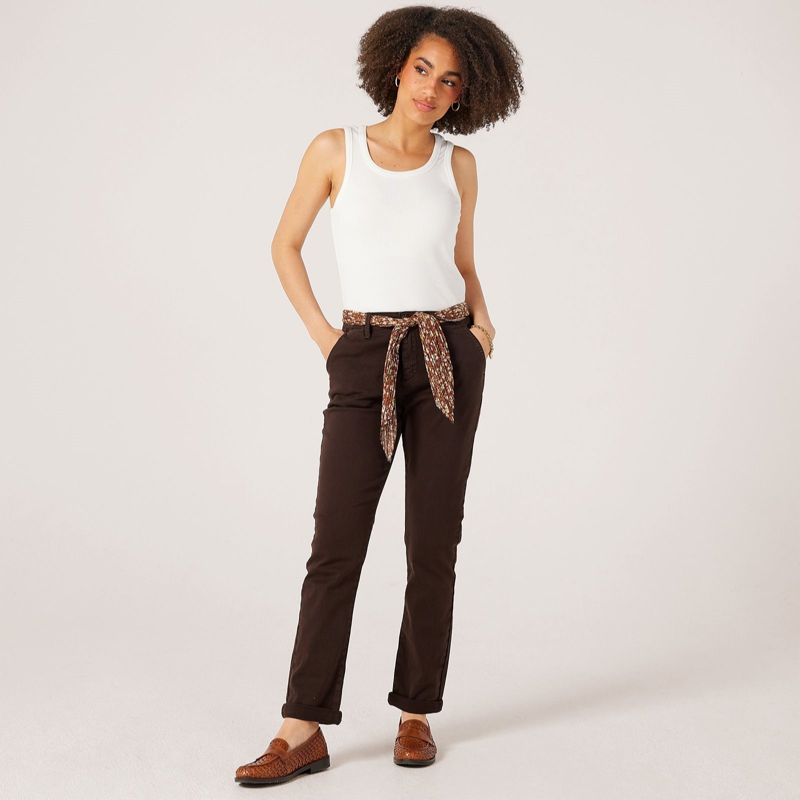 Izabel London Chinos with Floral Belt