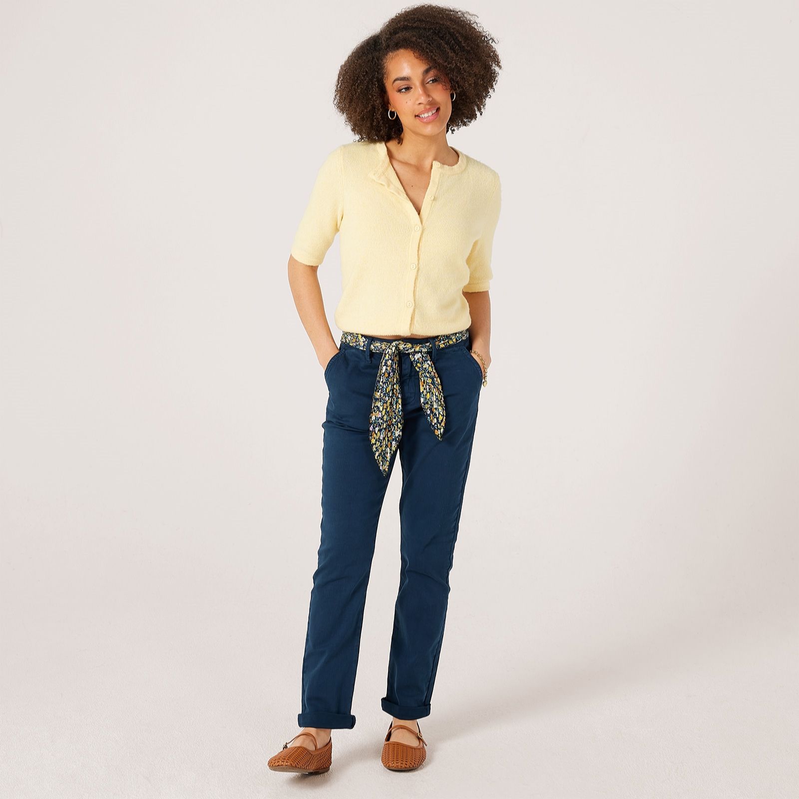 Izabel London Chinos with Floral Belt