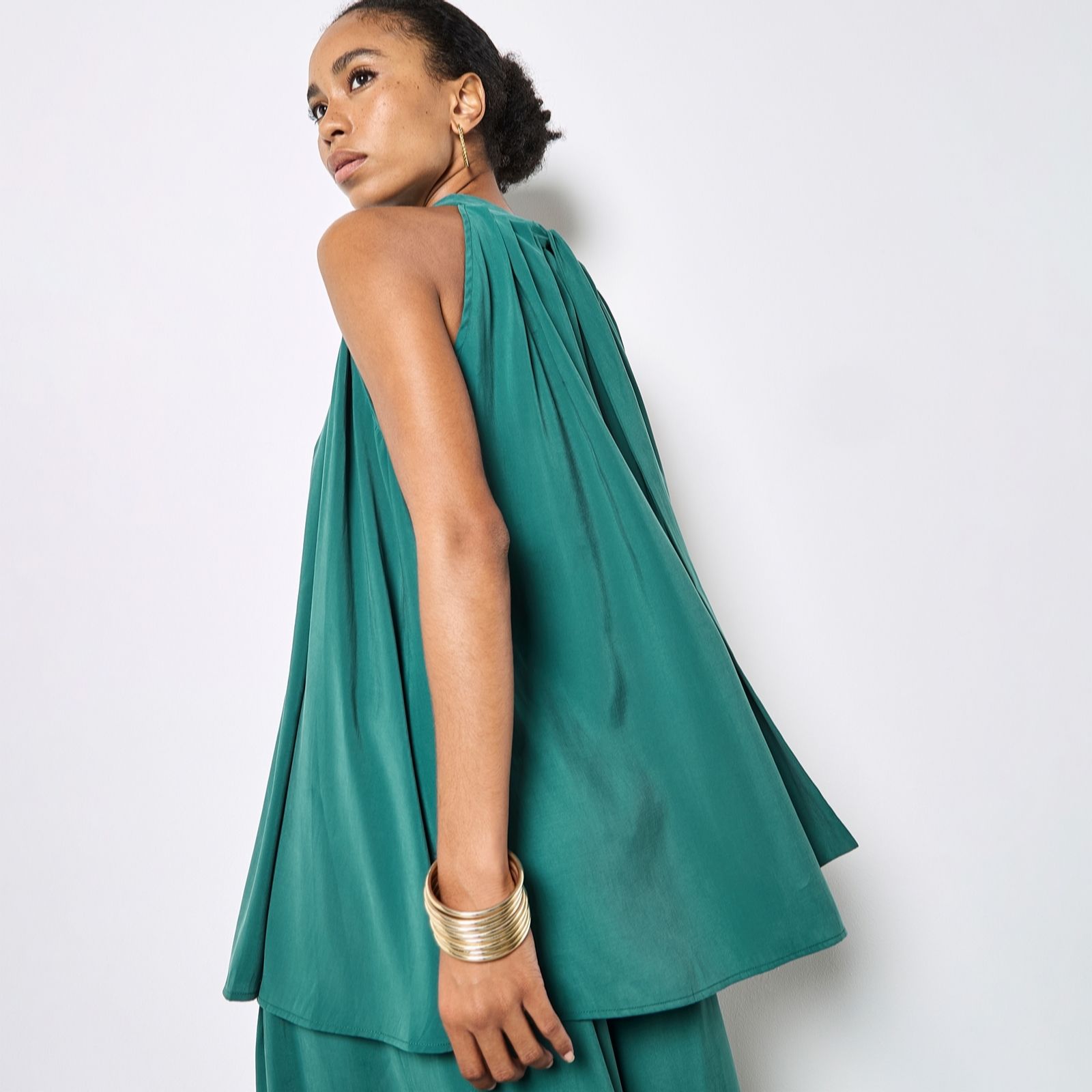 Apricot Pleat Detail Tunic Top