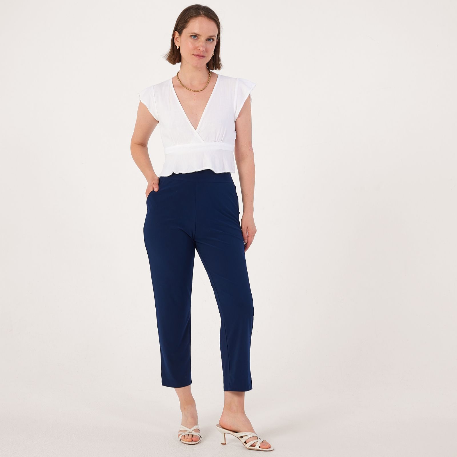 Kim & Co Deluxe Brazil Jersey Kaia Ankle Tab Button Standard Trousers