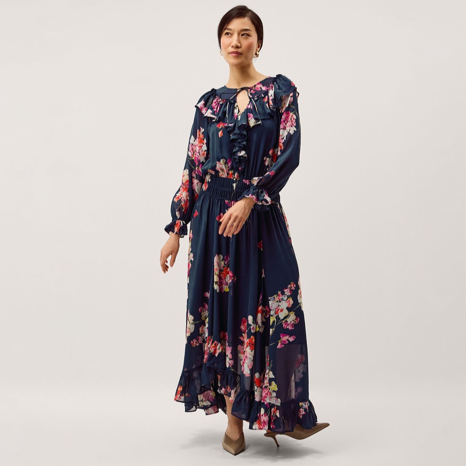 Monsoon Amber Long Sleeve Printed Maxi Dress