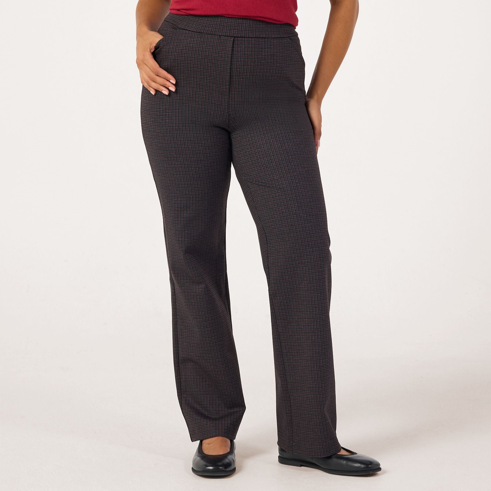 Kim & Co Mini Check Ponte Jersey Signature Straight Leg Standard Trousers