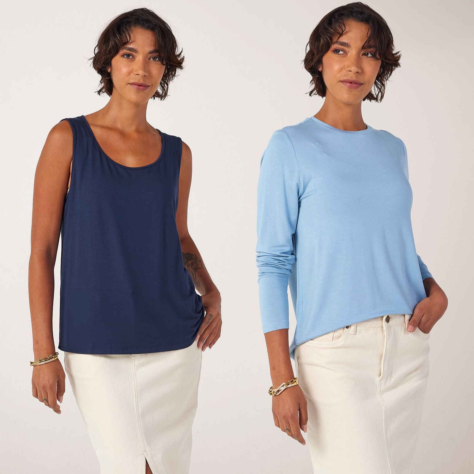 MarlaWynne Viscose Span Long Sleeve & Sleeveless Pack of 2 Tops