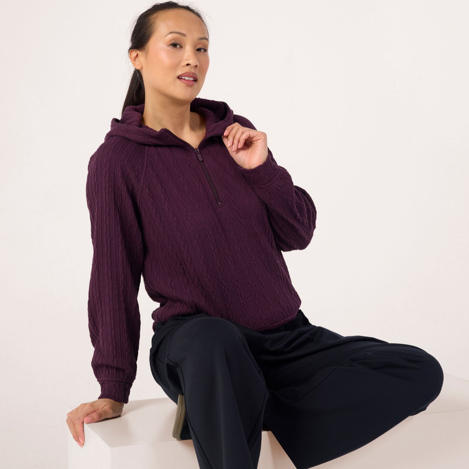 Denim & Co. Athleisure Cable Hoody