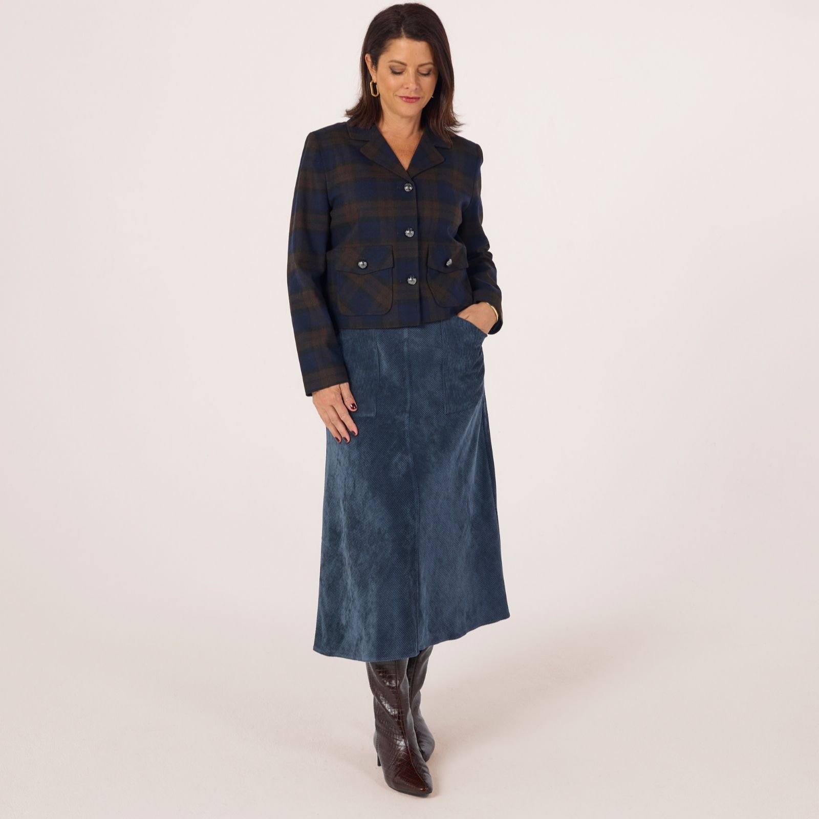 Helene Berman x Katy Corduroy Maxi Skirt with Pockets