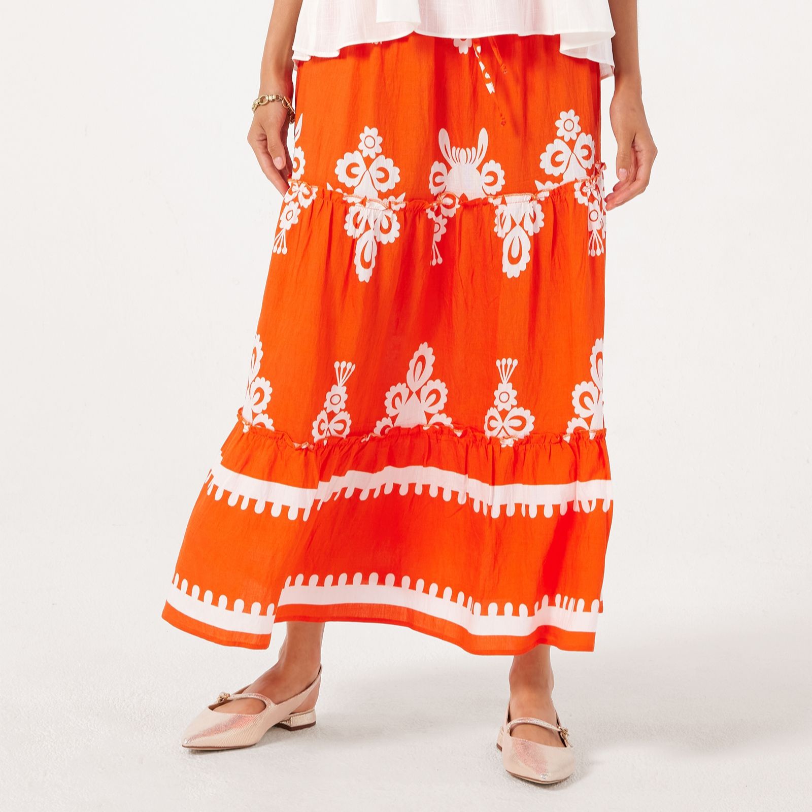 Izabel London Ikat Tiered Maxi Skirt