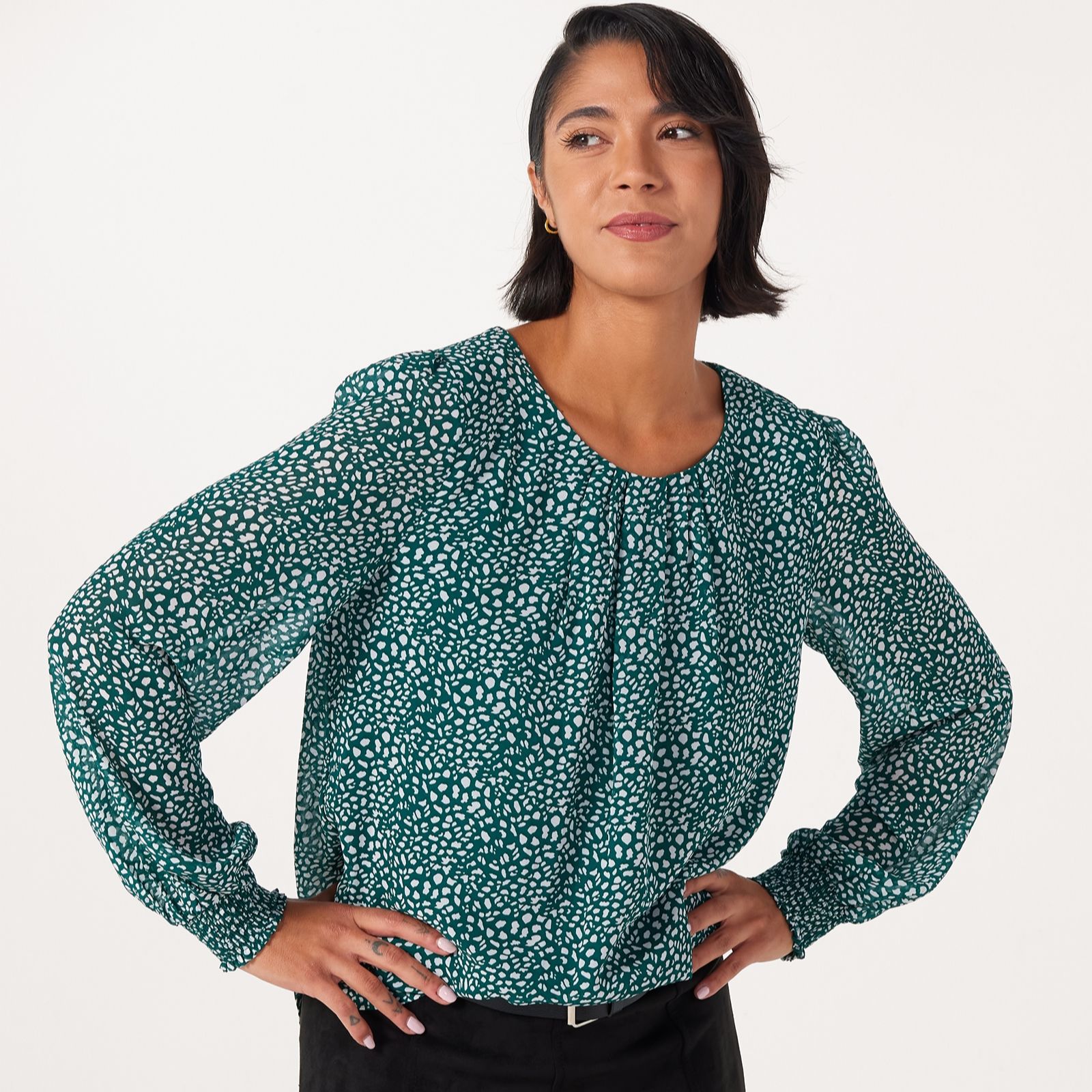 Izabel London Animal Print Semi Sheer Blouse