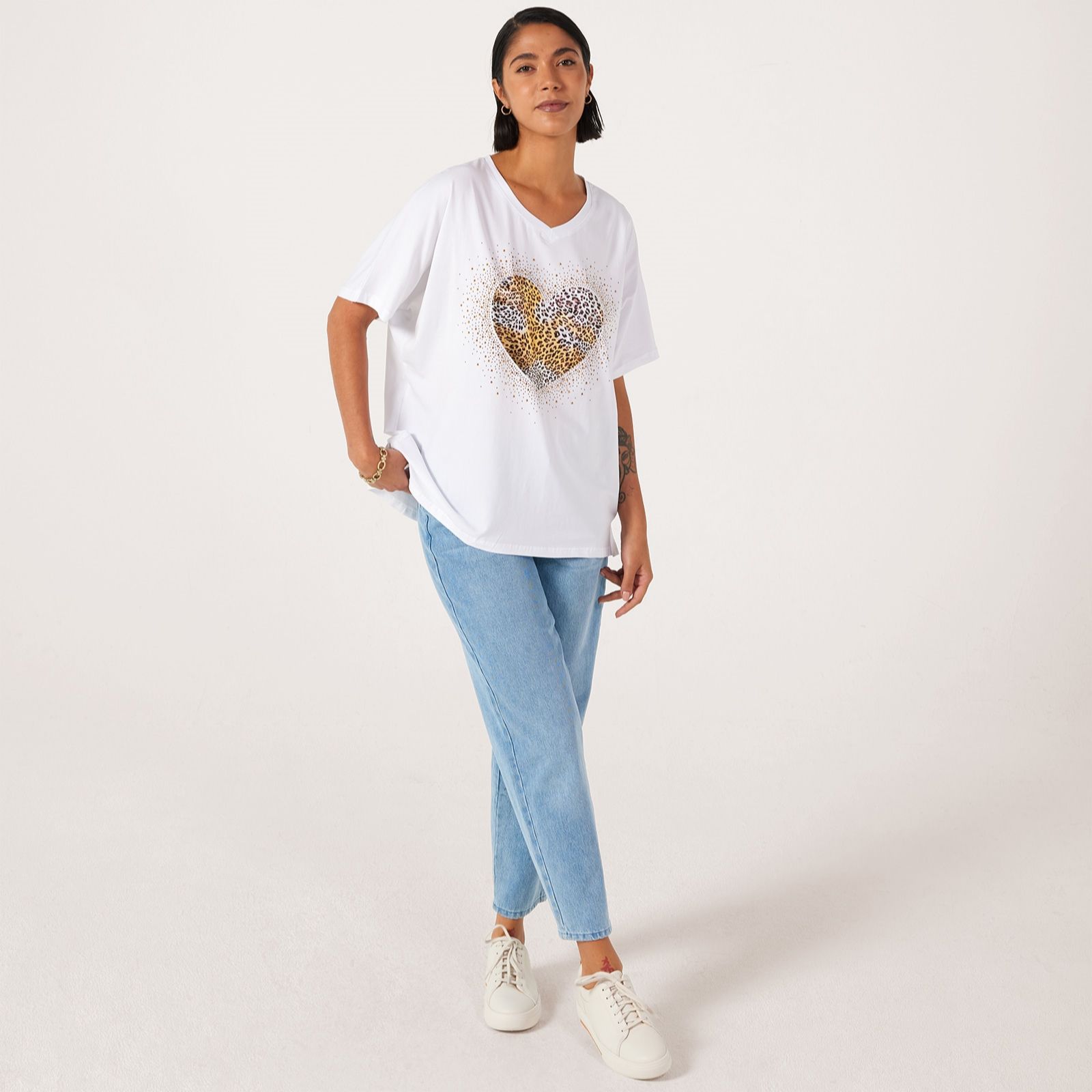 Frank Usher Leopard Motif Vneck Jersey Tshirt