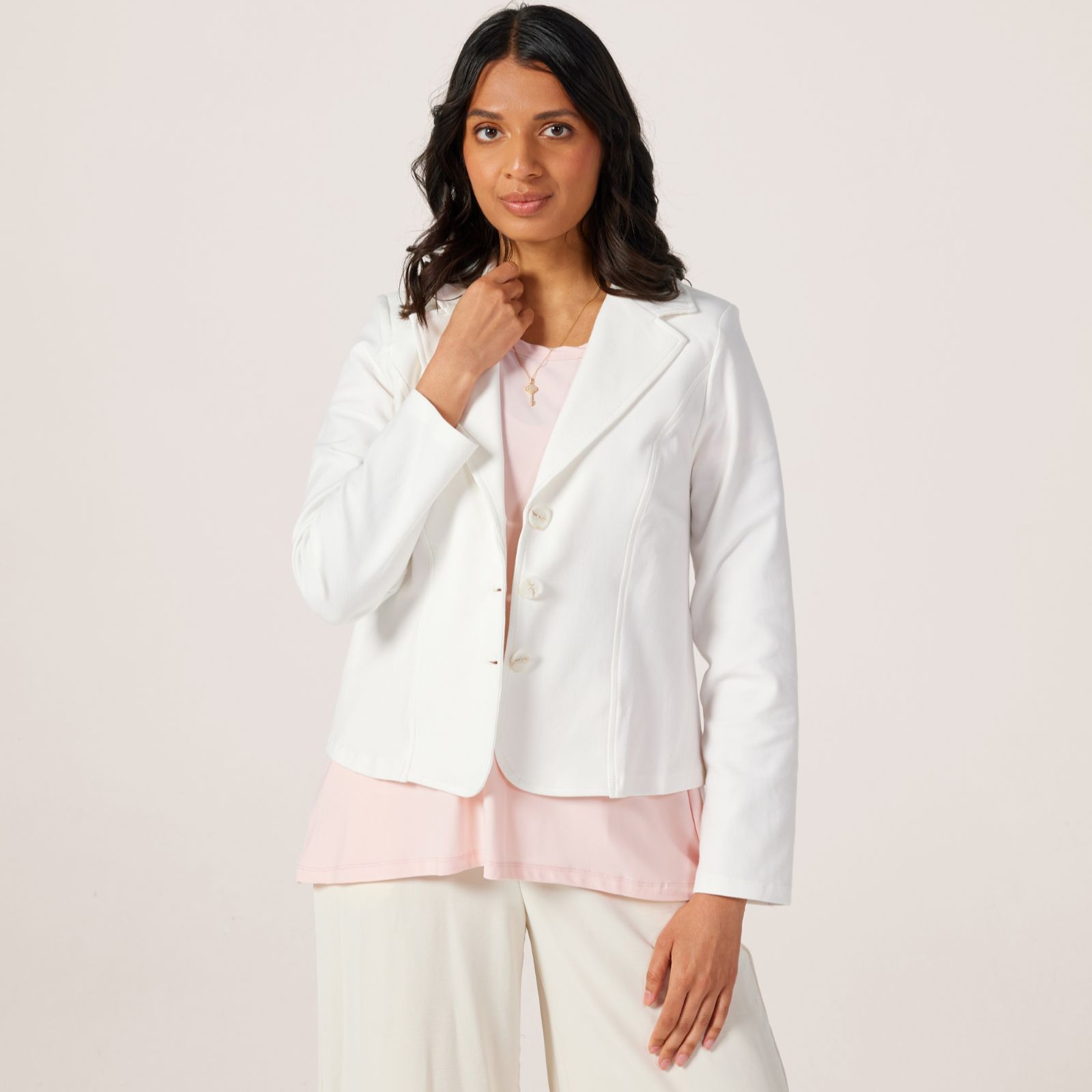 Kim & Co Deluxe Denim Knit Long Sleeve Short Jacket