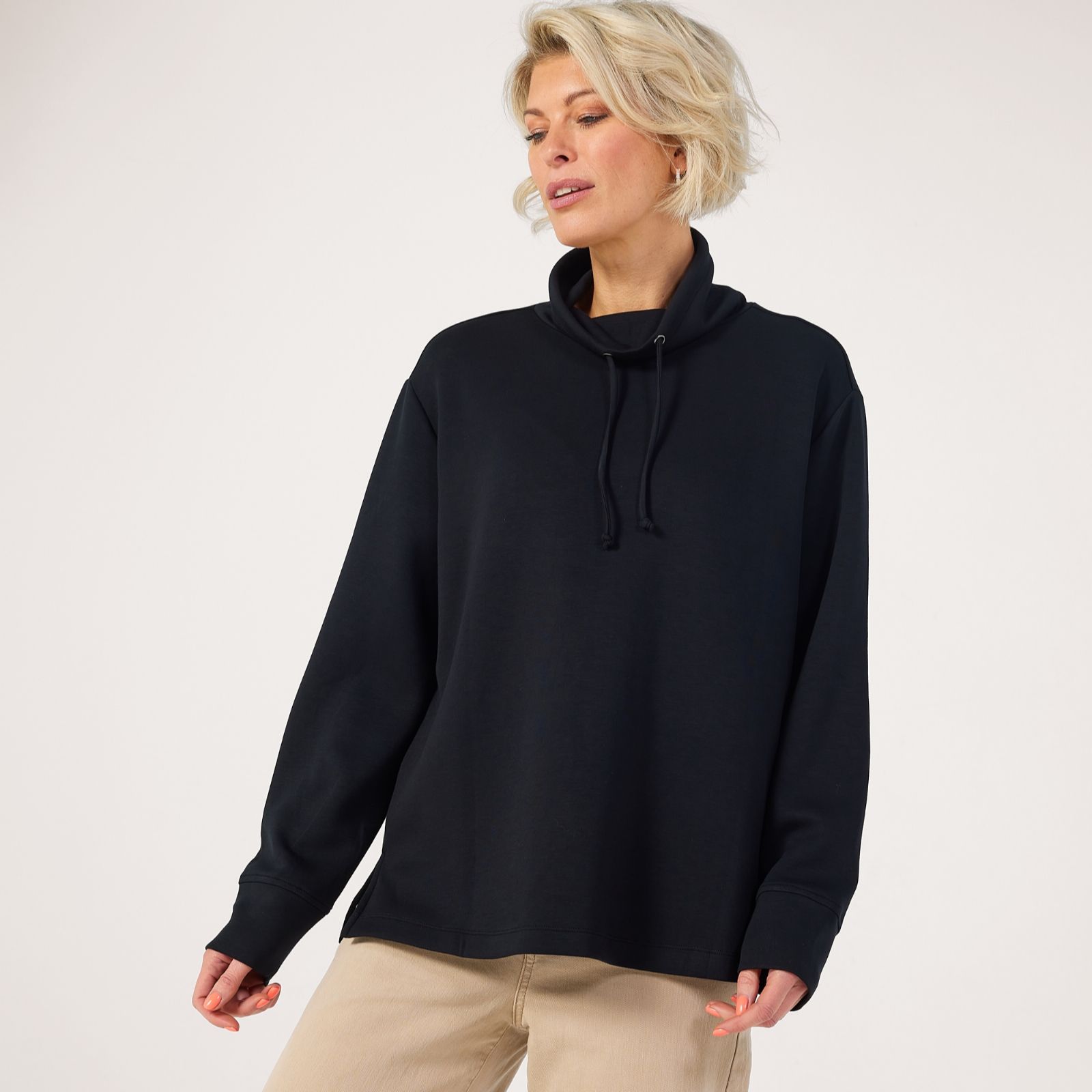 MarlaWynne Layers Cloud Knit Drawstring Neck Turtleneck