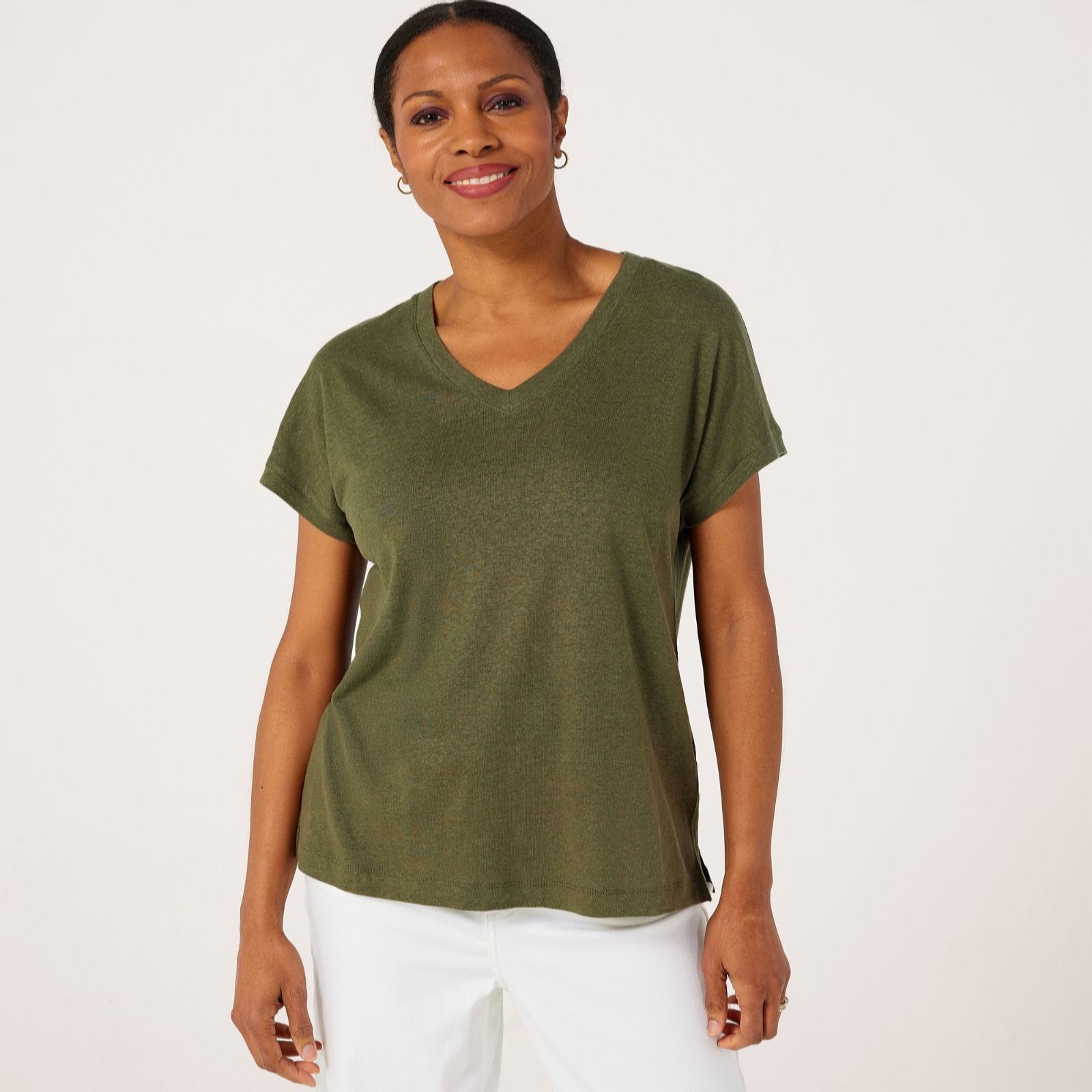 Ruth Langsford Linen Blend V neck T-shirt