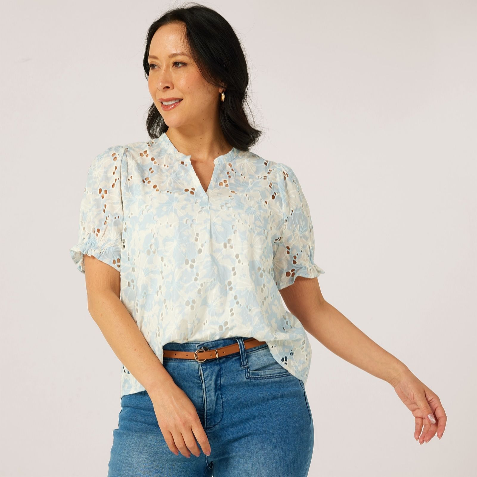 Masai Copenhagen Barienne 100% Cotton Print Broderie Top