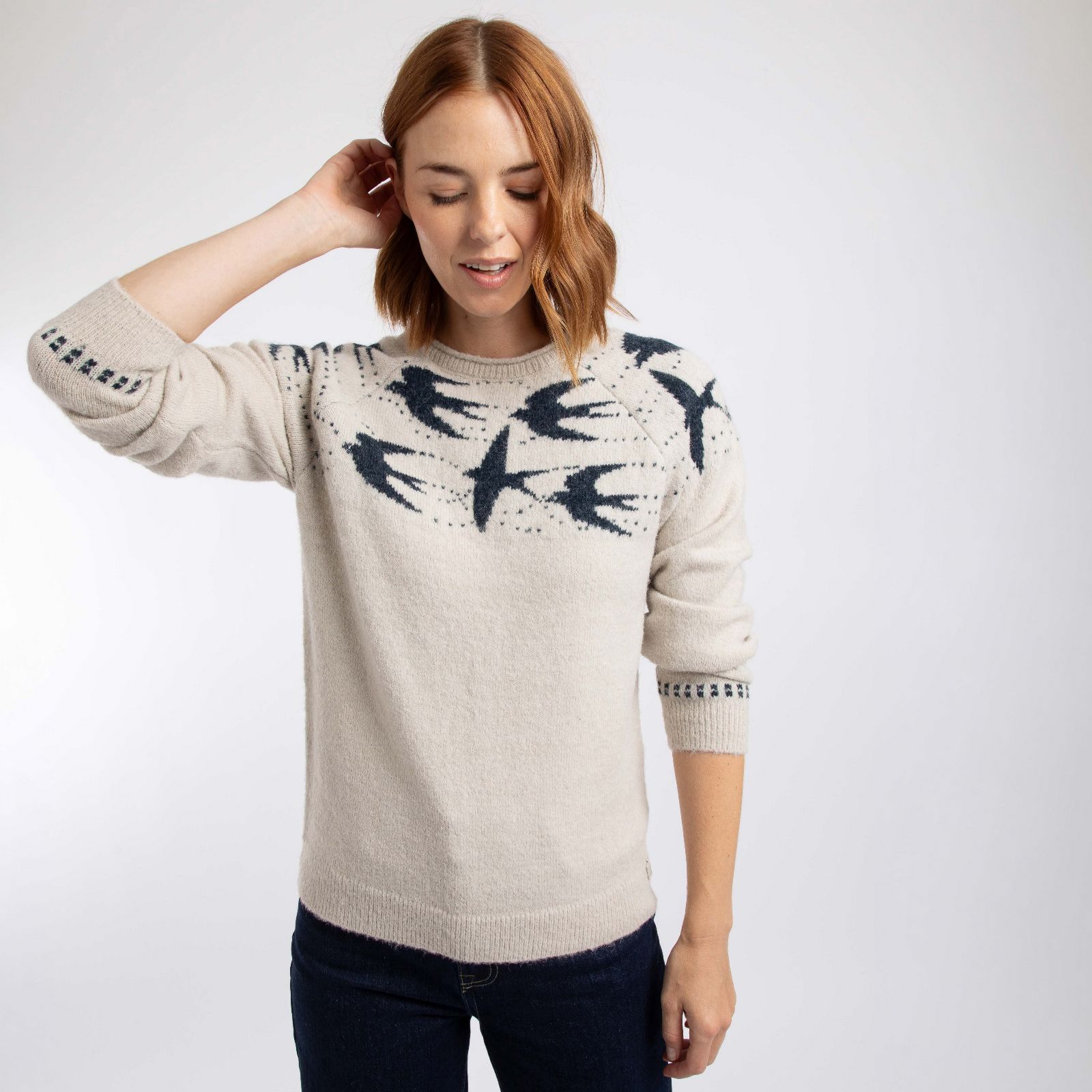 Weird Fish Swallows Intarsia Fair Isle Jumper