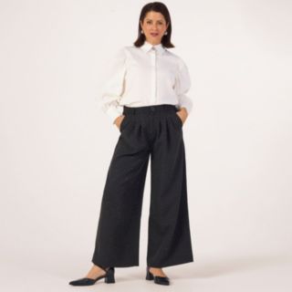 Helene Berman x Katy Pleated Wide Leg Sparkle Trousers