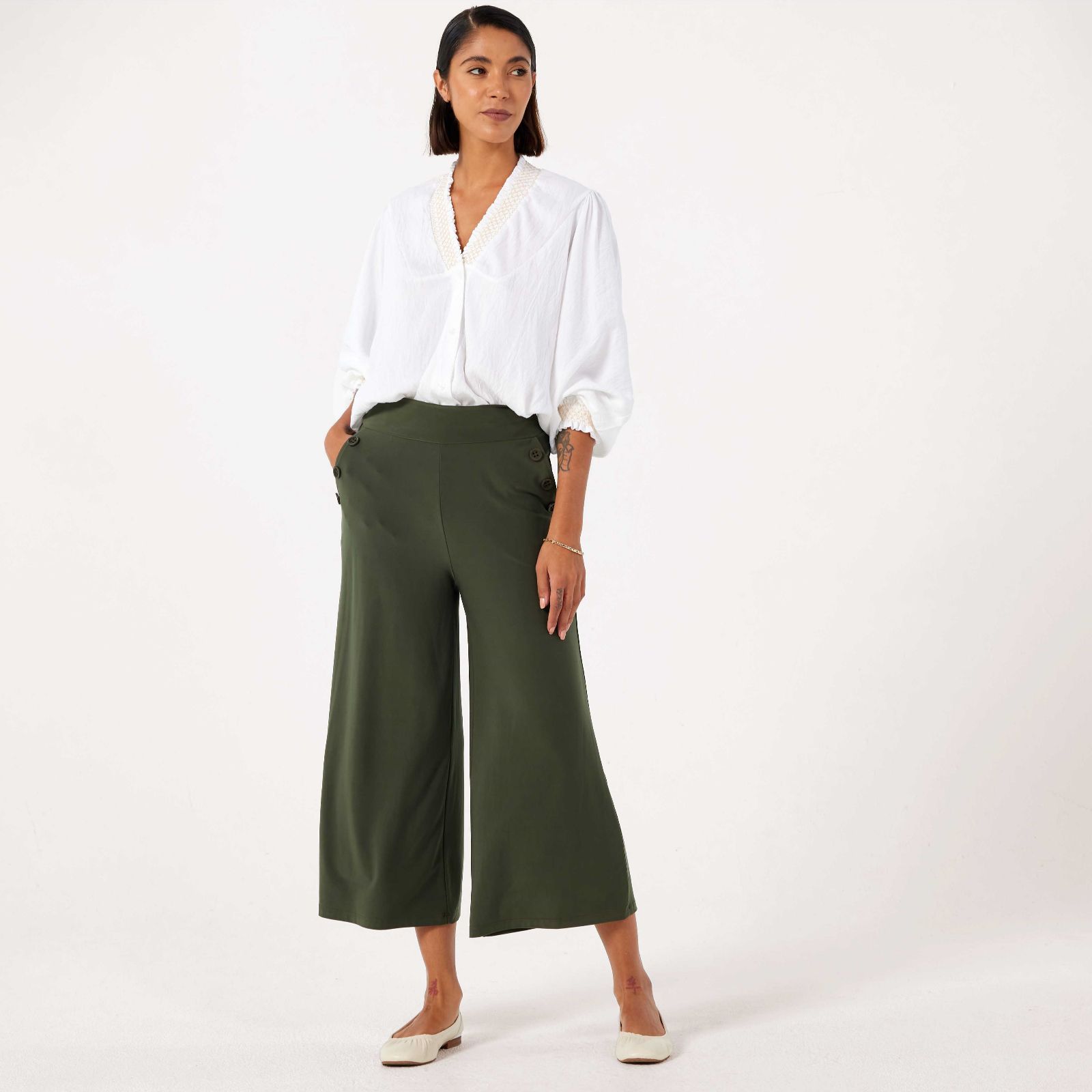 Kim & Co Deluxe Brazil Jersey Sailor Cropped Trouser Standard