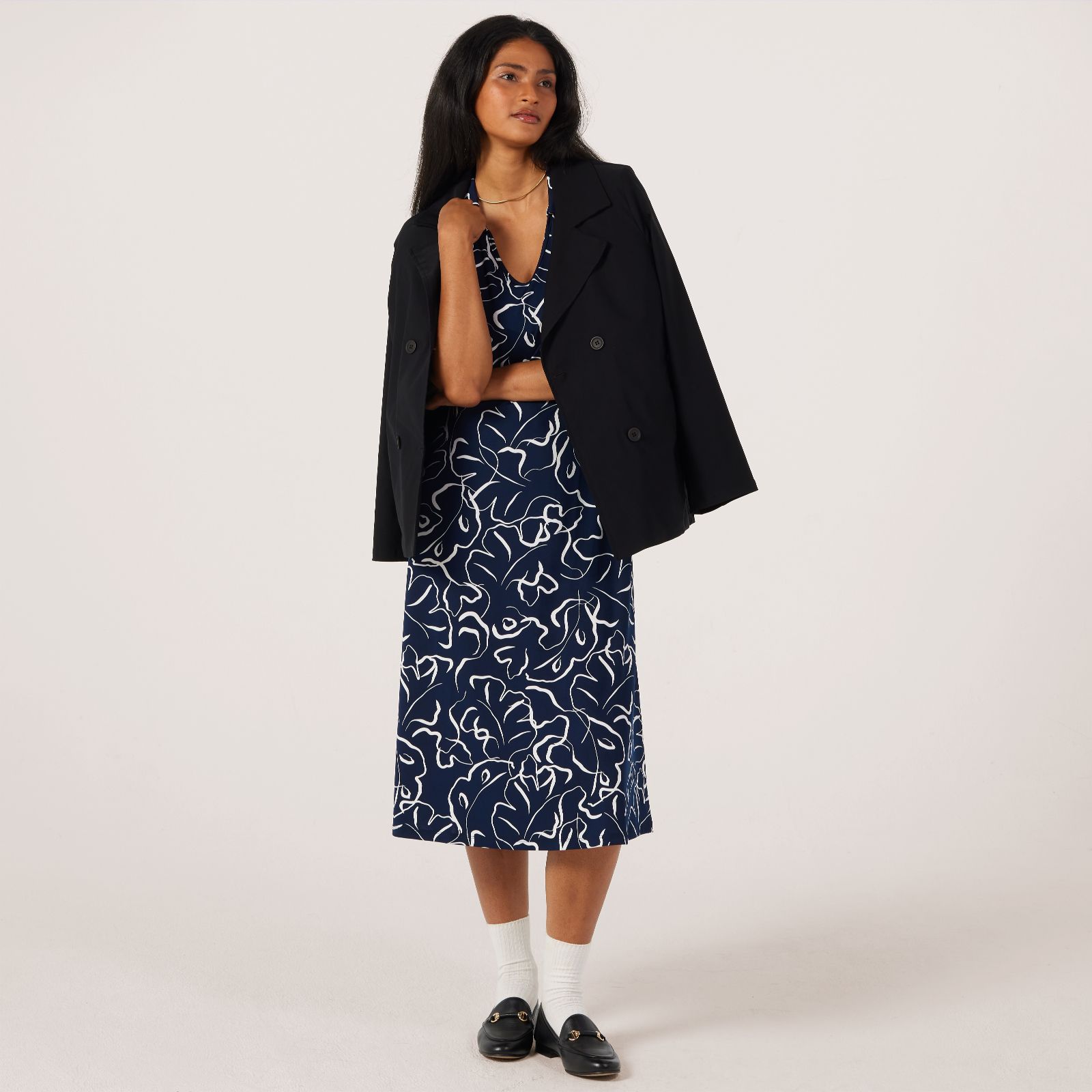 Kim & Co Printed Brazil Knit Jersey A-Line Dress With Jhonny Collar