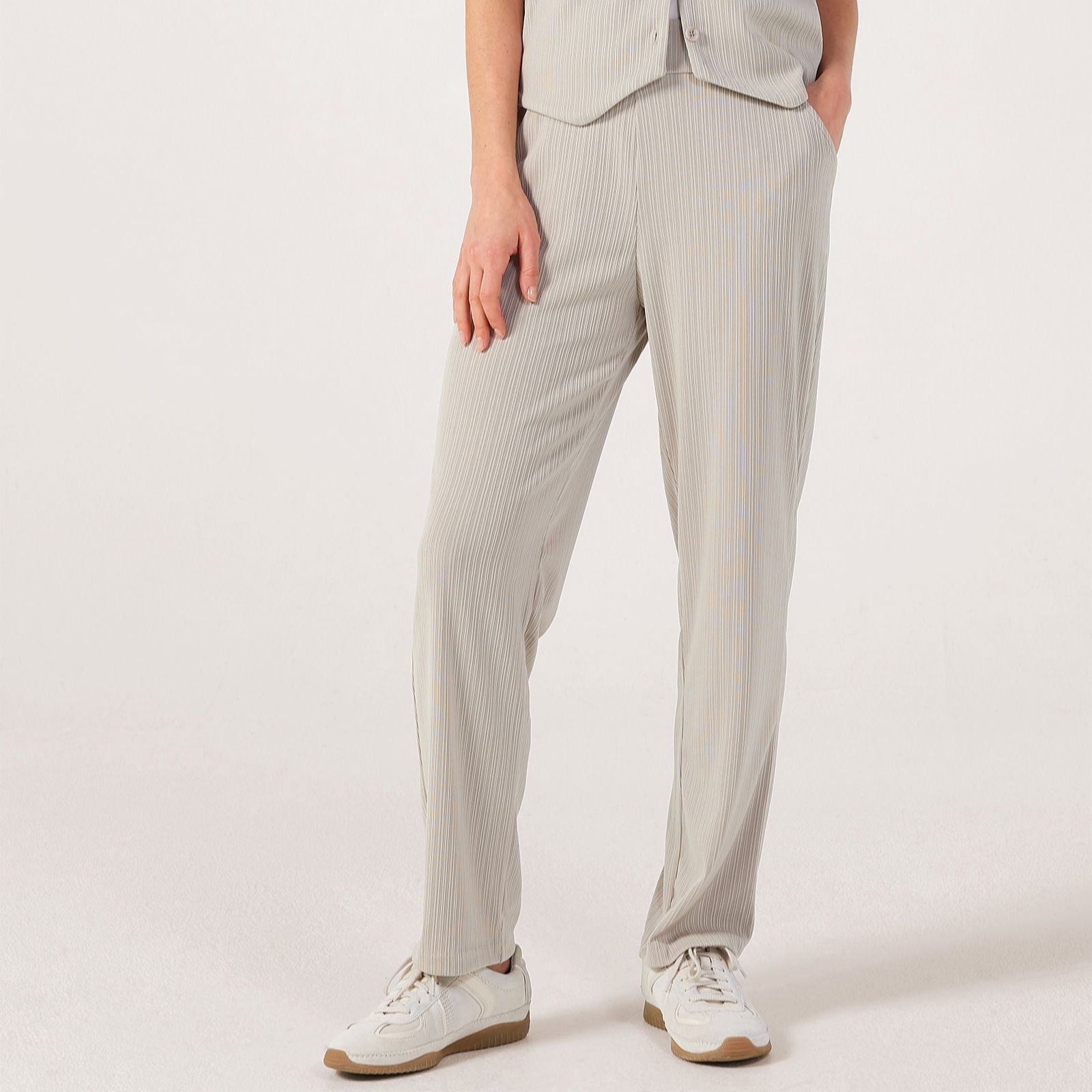 Kim & Co Textured Rib Narrow Leg Krissy Petite Trousers