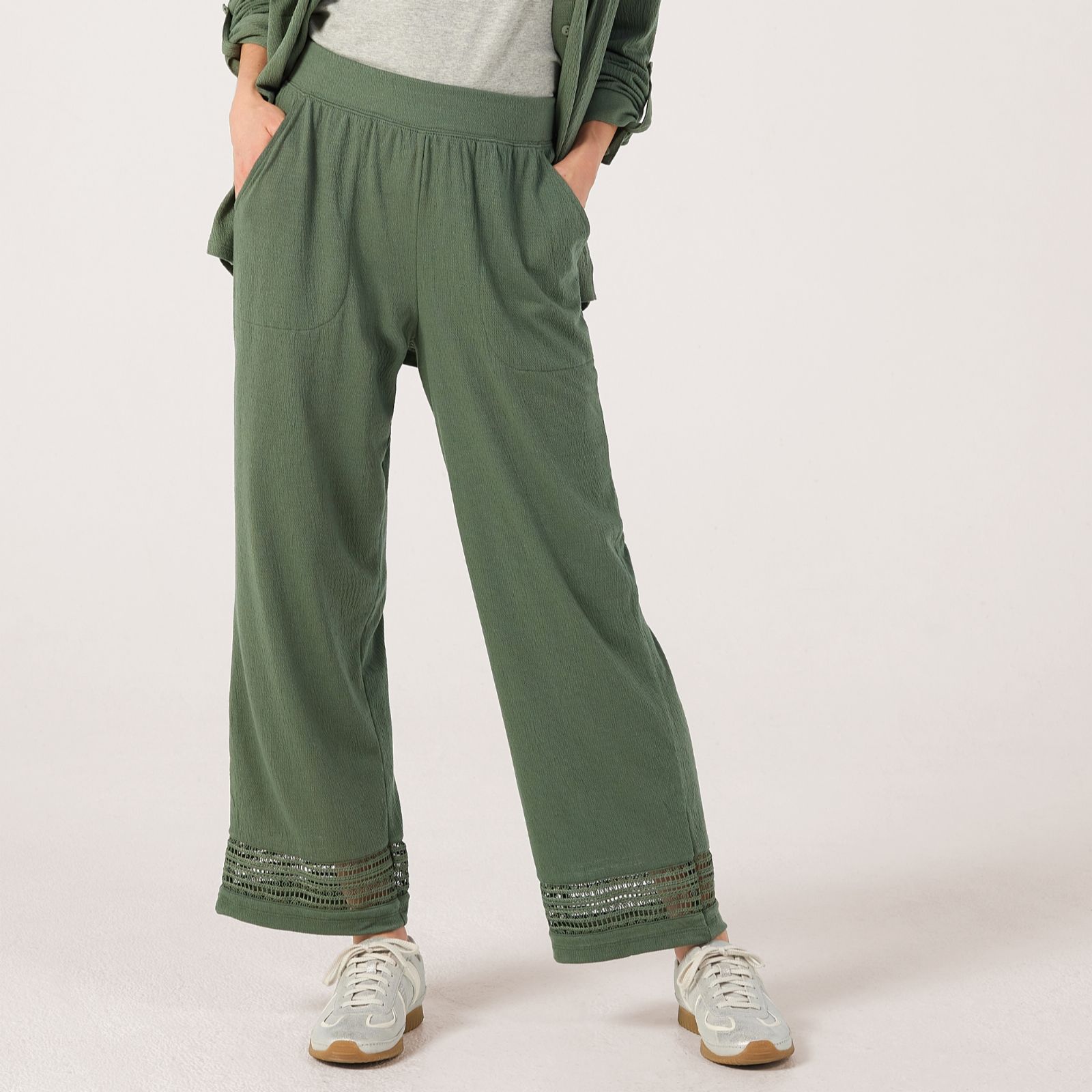 Denim & Co. Beach Knit Linen Blend Trousers Petite