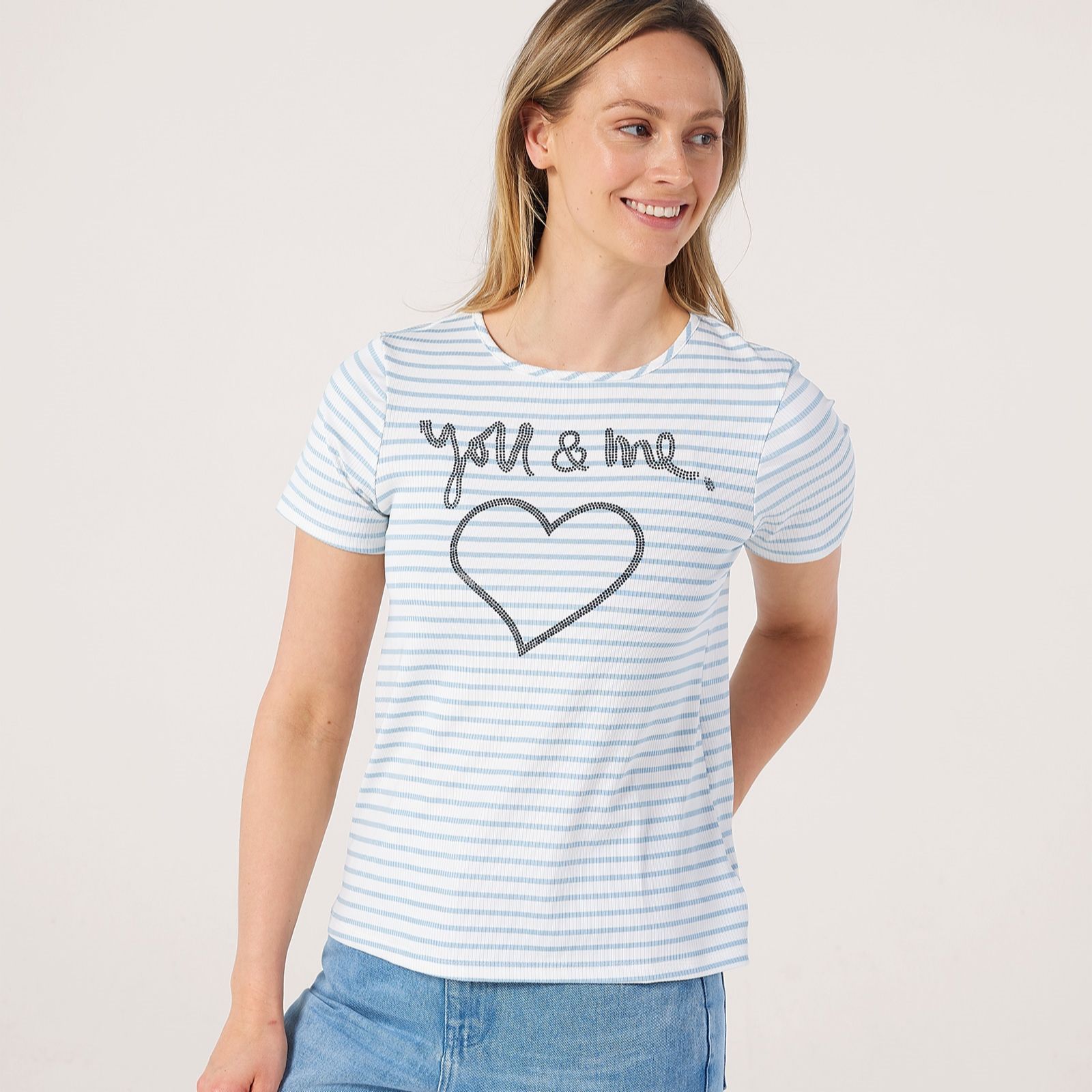 Kim & Co Silky Rib Knit Short Sleeve You+Me Top