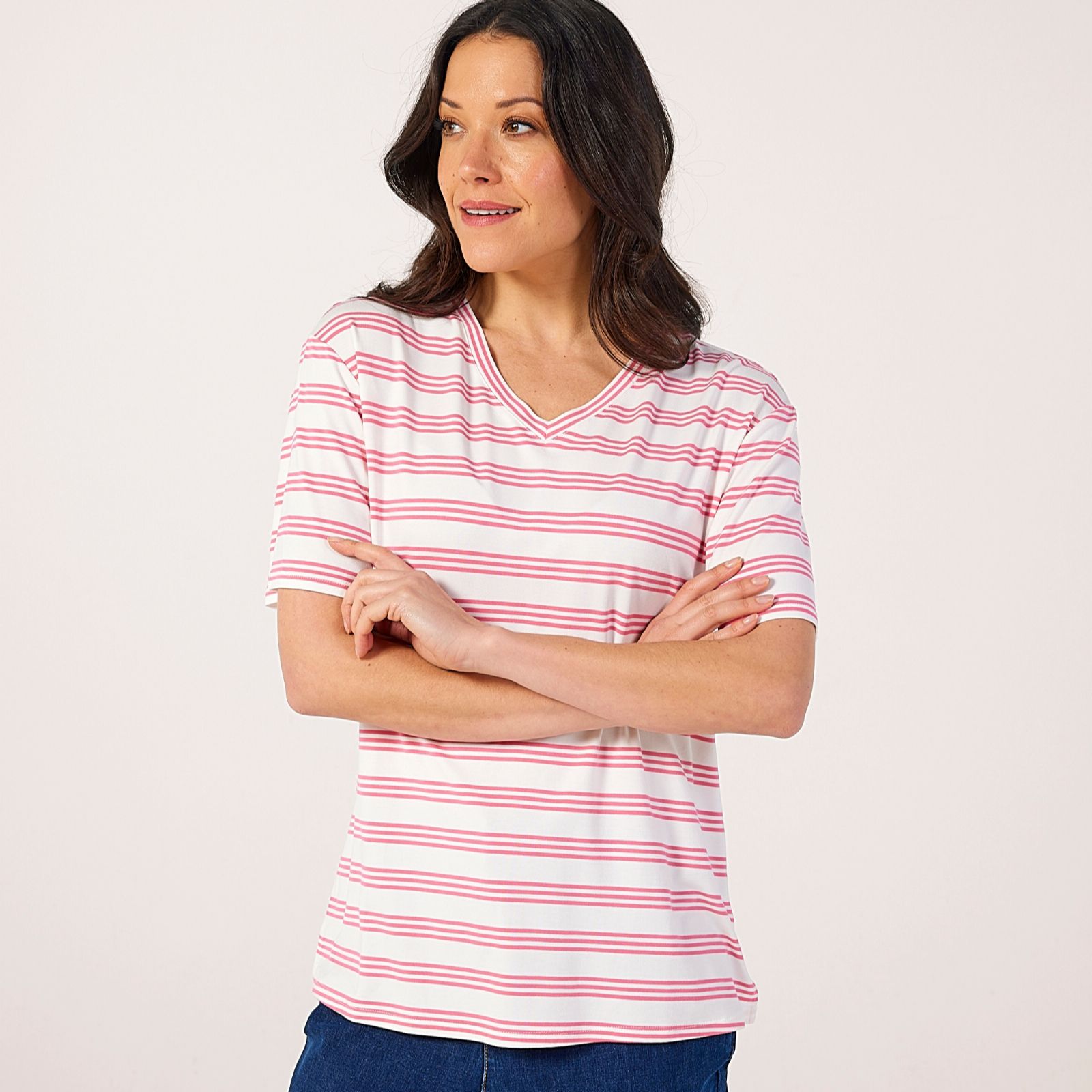 Ruth Langsford Stripe Viscose Relaxed T-Shirt