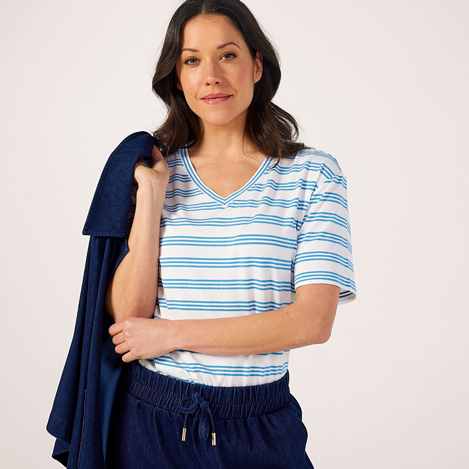 Ruth Langsford Stripe Viscose Relaxed T-Shirt