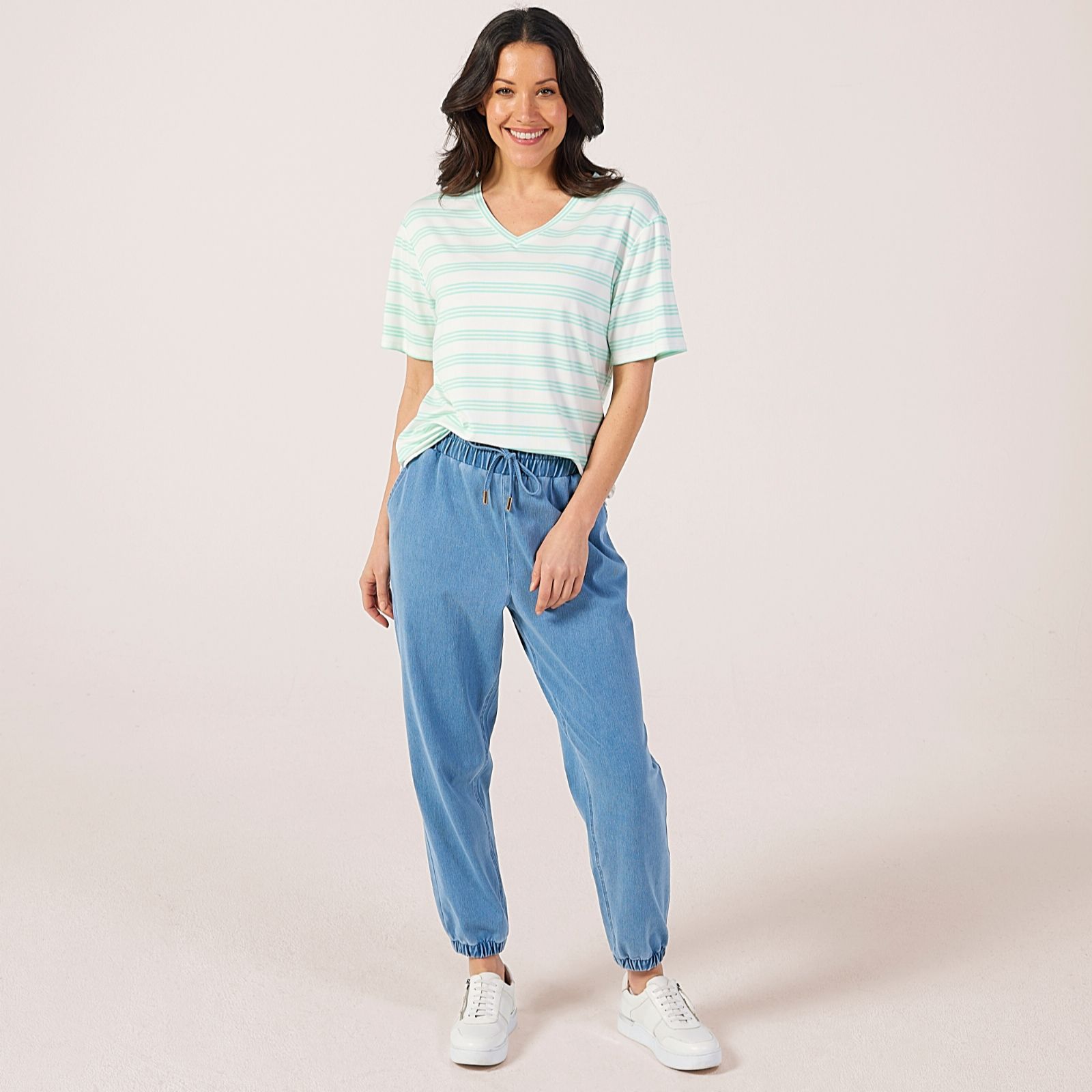 Ruth Langsford Stripe Viscose Relaxed T-Shirt