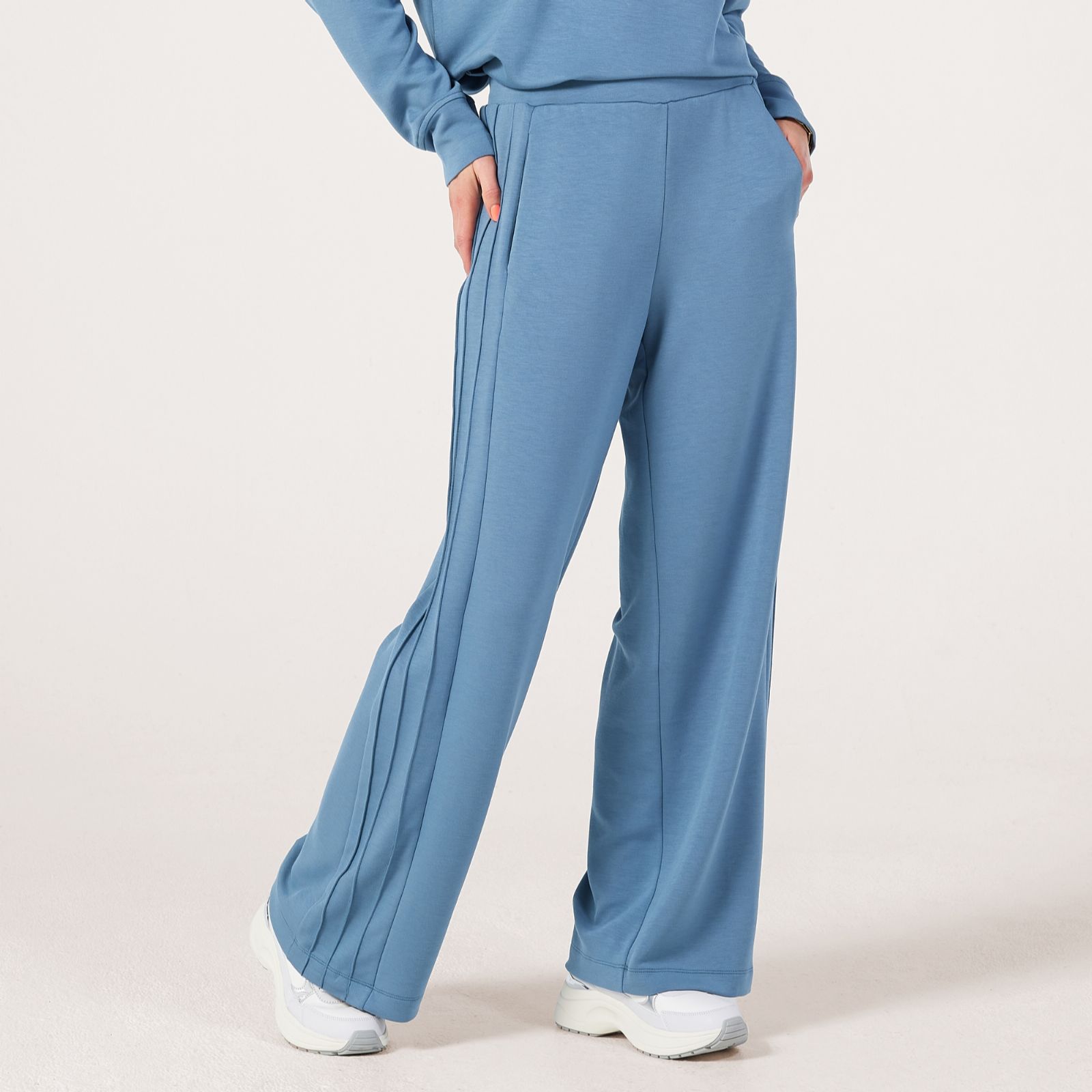 MarlaWynne Layers Cloud Knit Wide-Leg Trousers with Pintucks Standard