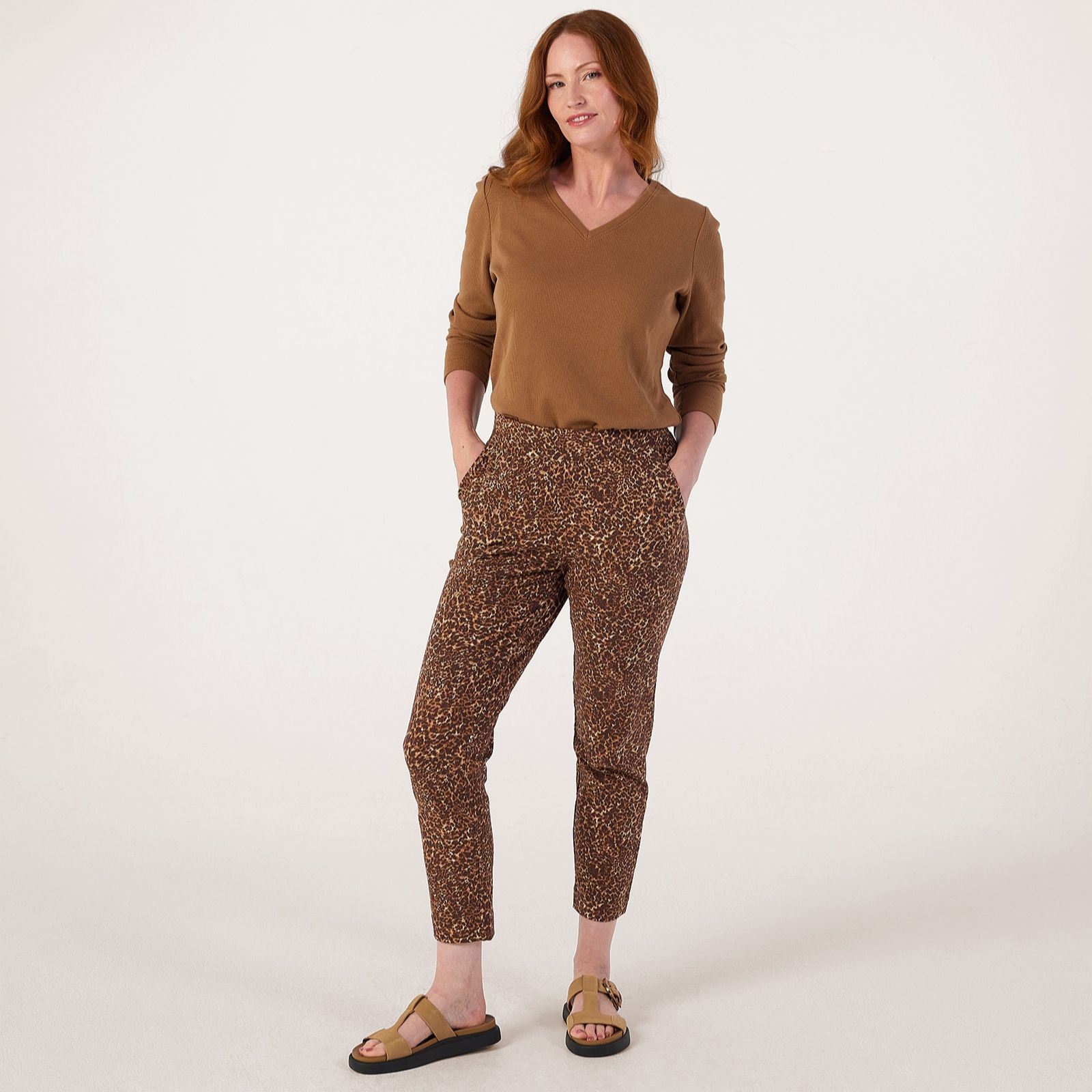 Denim & Co. Stretch Slim Straight Ankle Length Trousers Standard