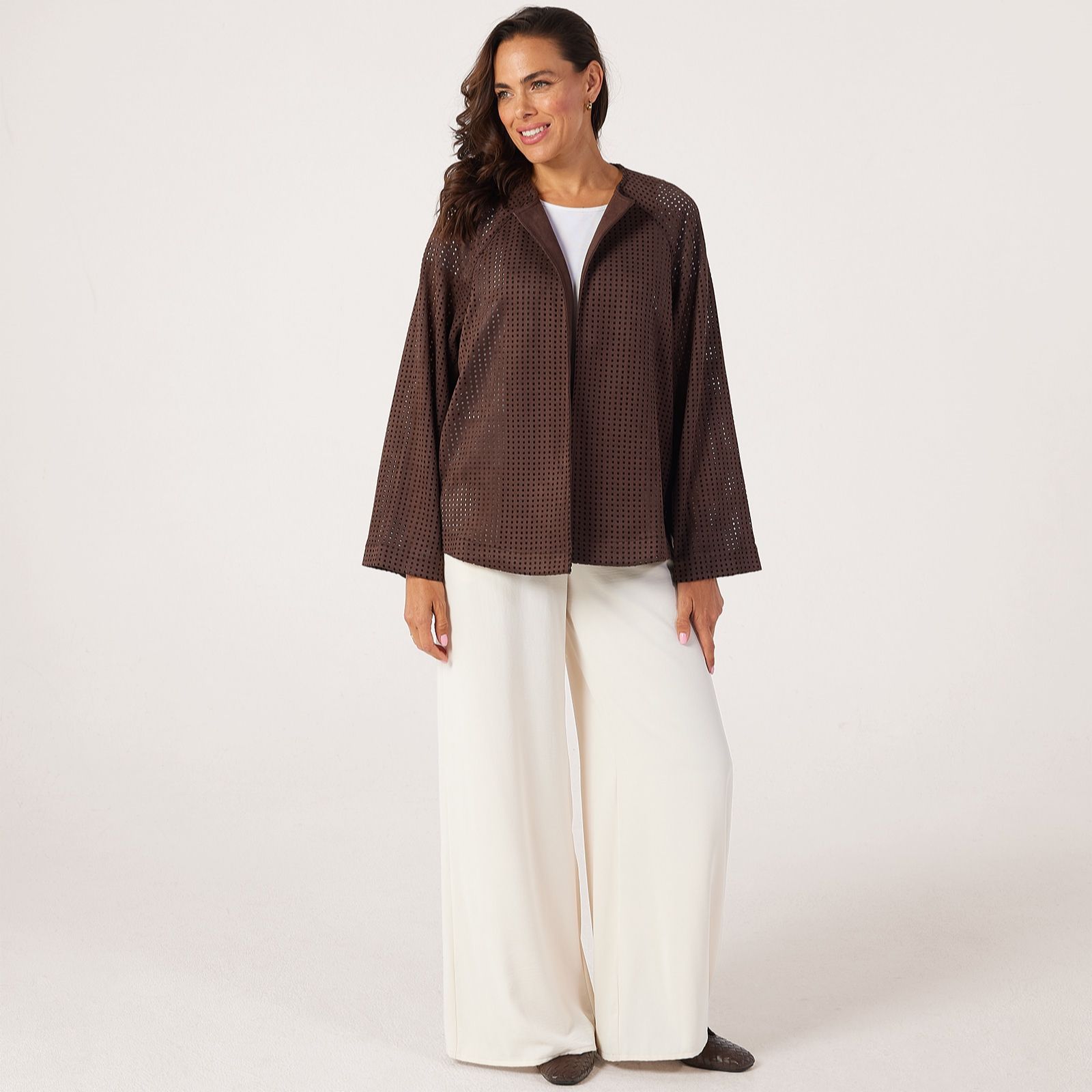 MarlaWynne Perforated Bonded Suede Jacket