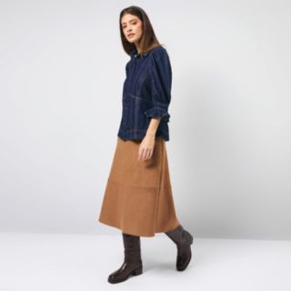 ELLE Get The Look Suedette Midi Skirt