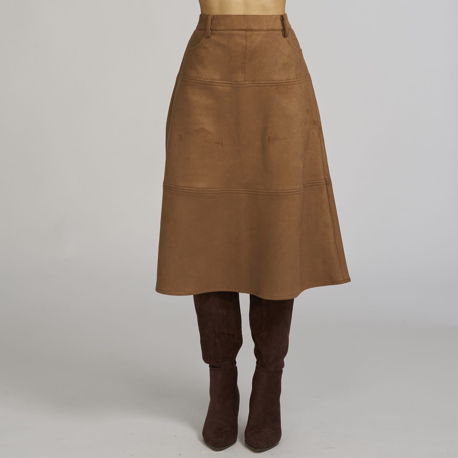 ELLE Get The Look Faux Suede Midi Skirt