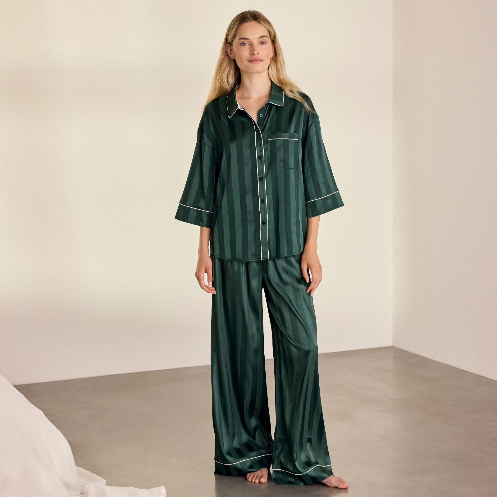 Chelsea Peers Flared Sleeve Button Up and Wide Leg Bottoms