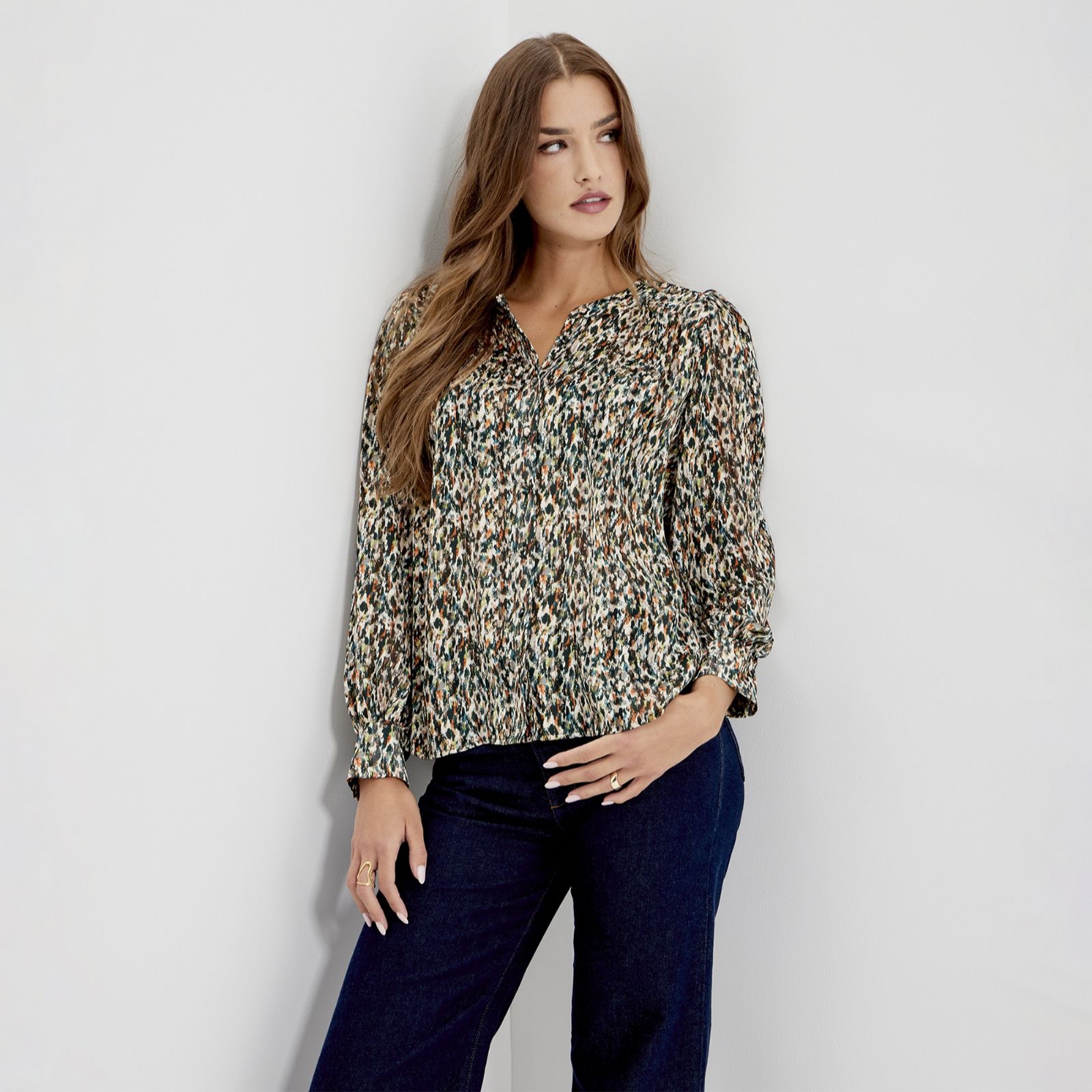 Finery London Lia Satin Stripe Chiffon Blouse