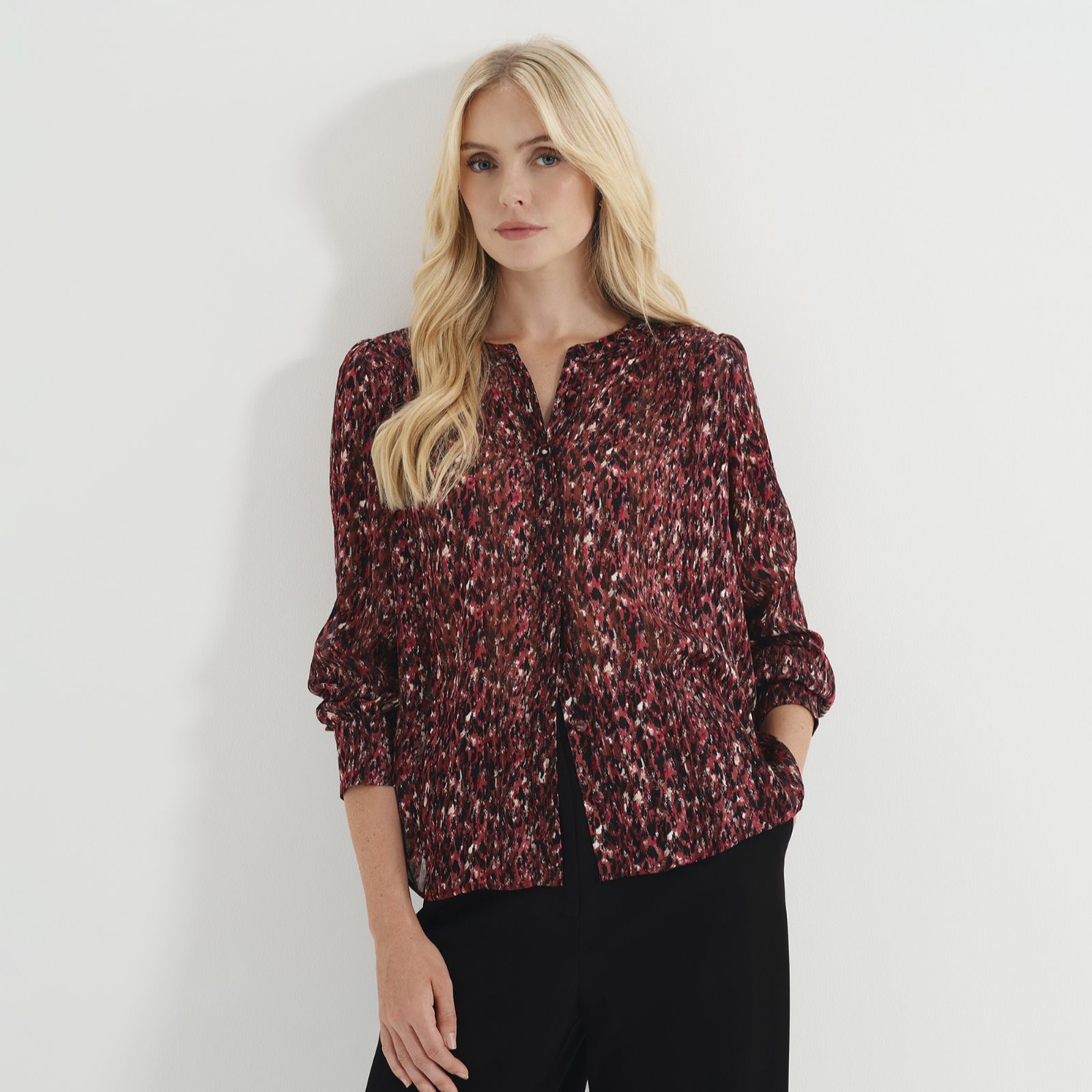 Finery London Lia Satin Stripe Chiffon Blouse