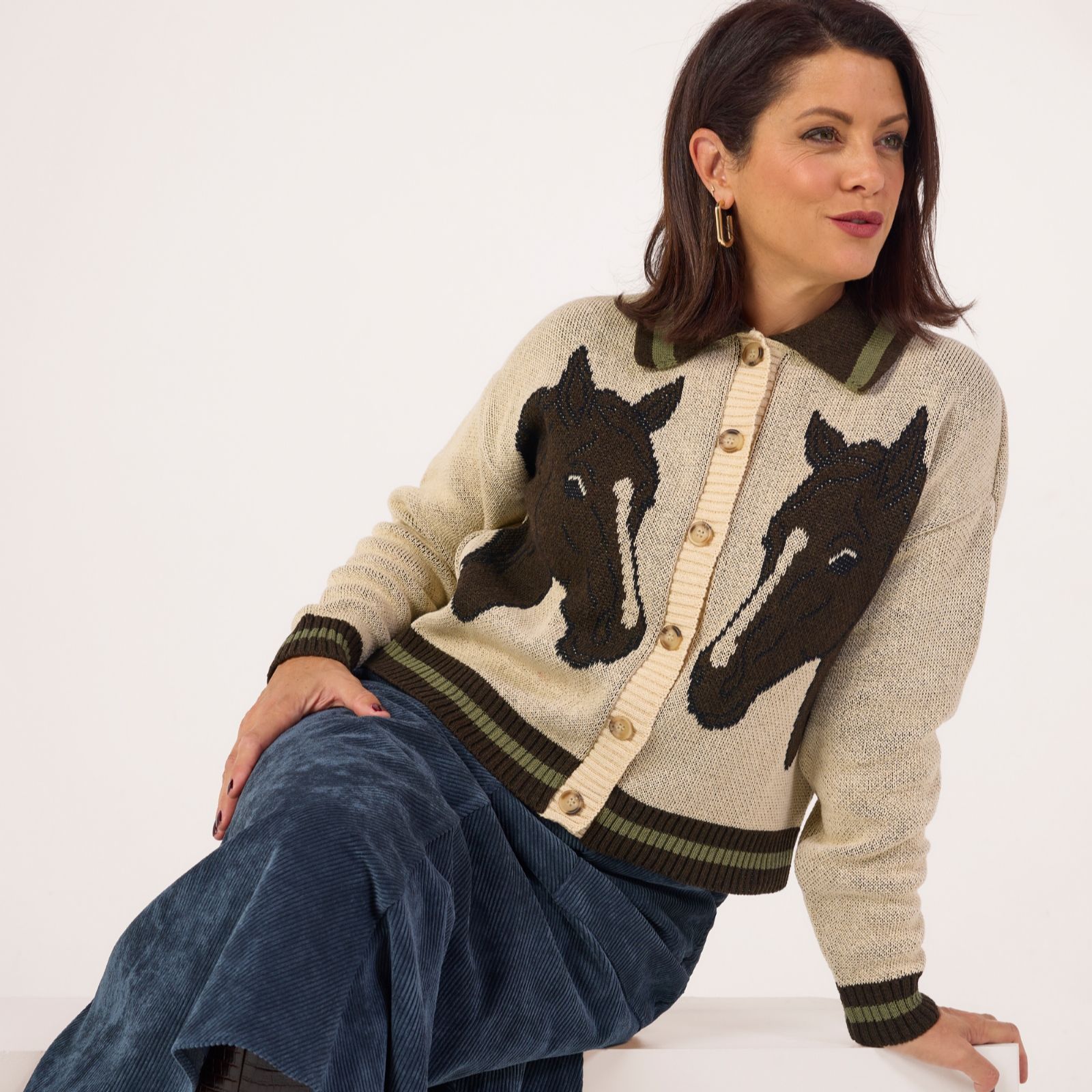 Helene Berman x Katy Horseshoe Knitted Cardigan