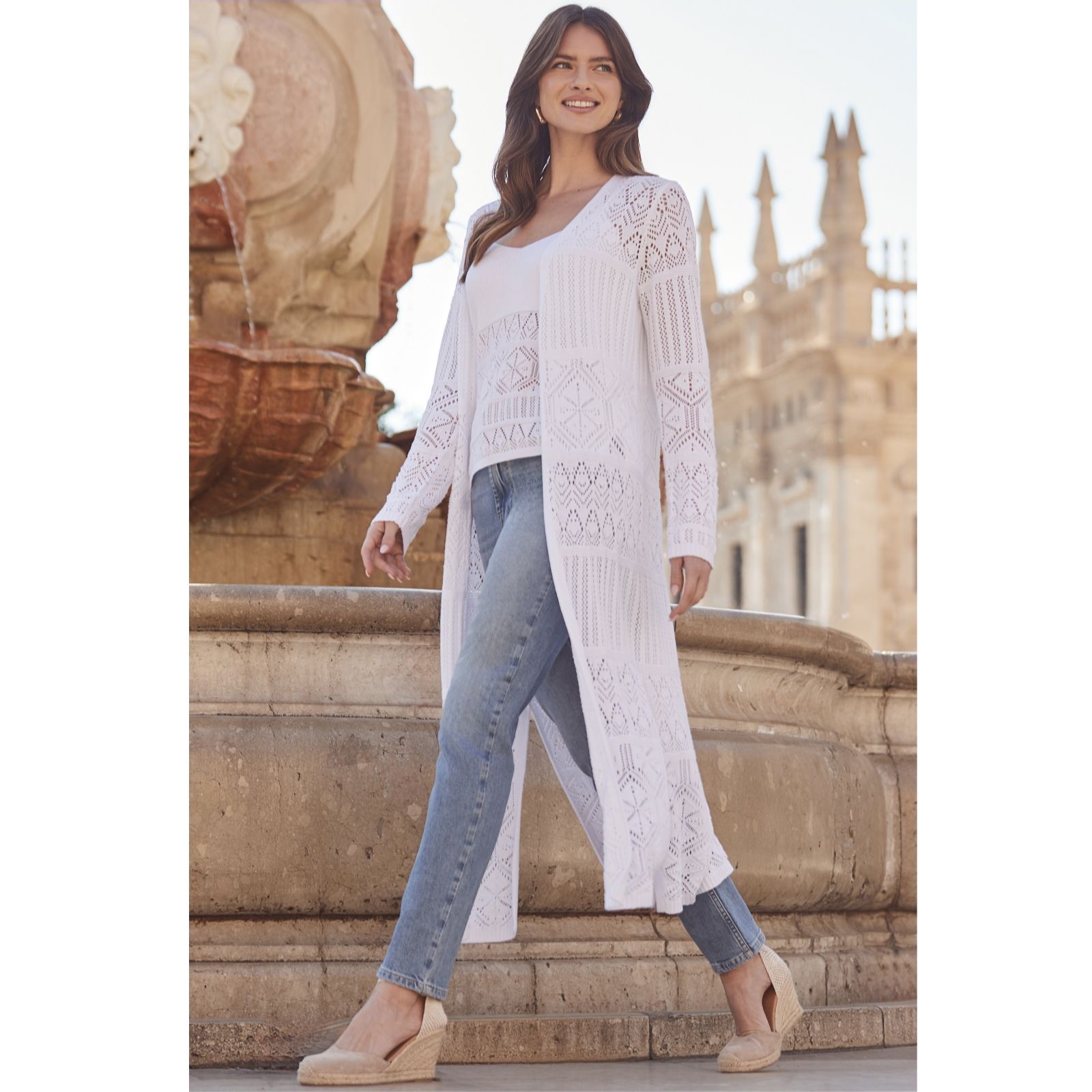 Sosandar Crochet Maxi Cardigan