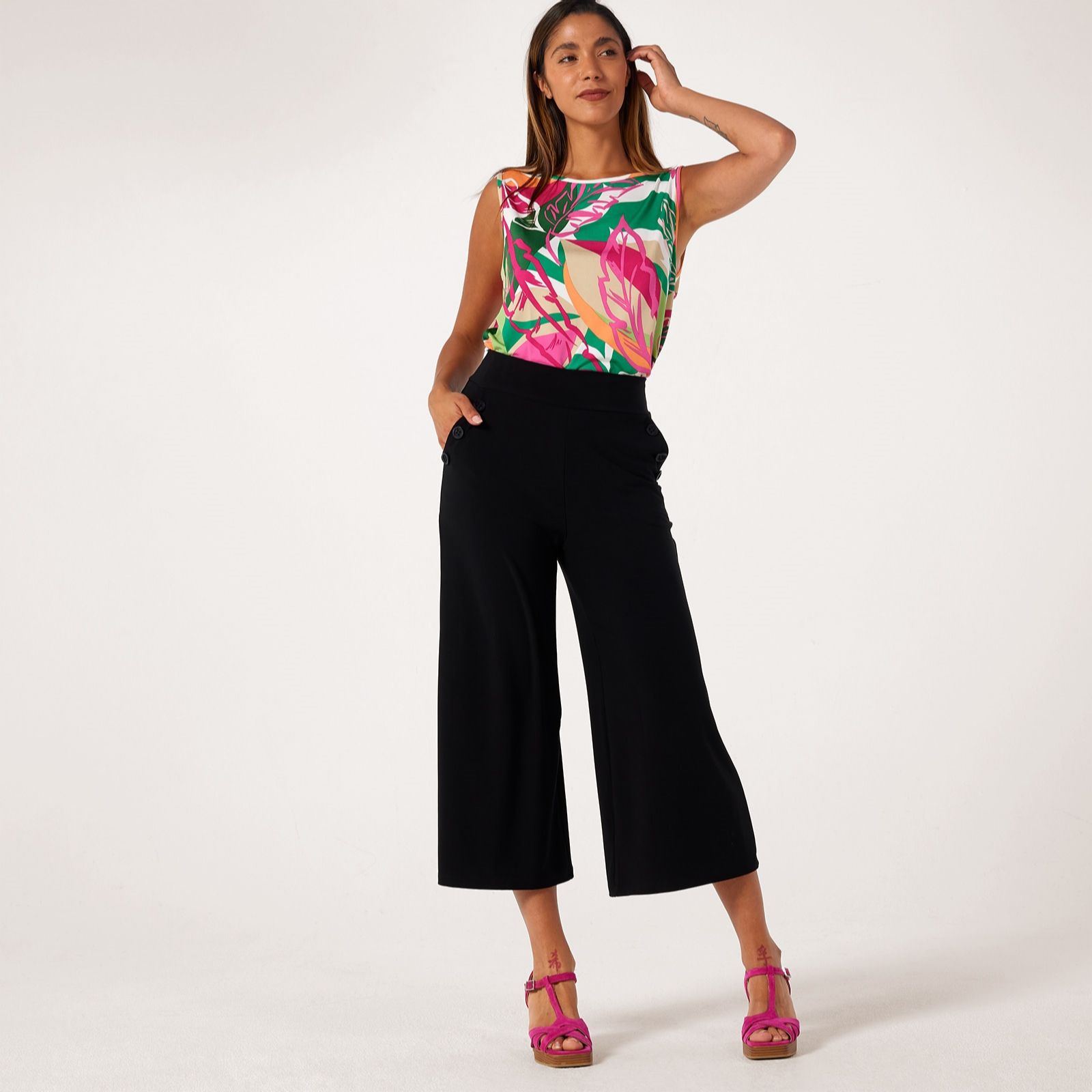 Kim & Co Deluxe Brazil Jersey Sailor Cropped Trouser Petite