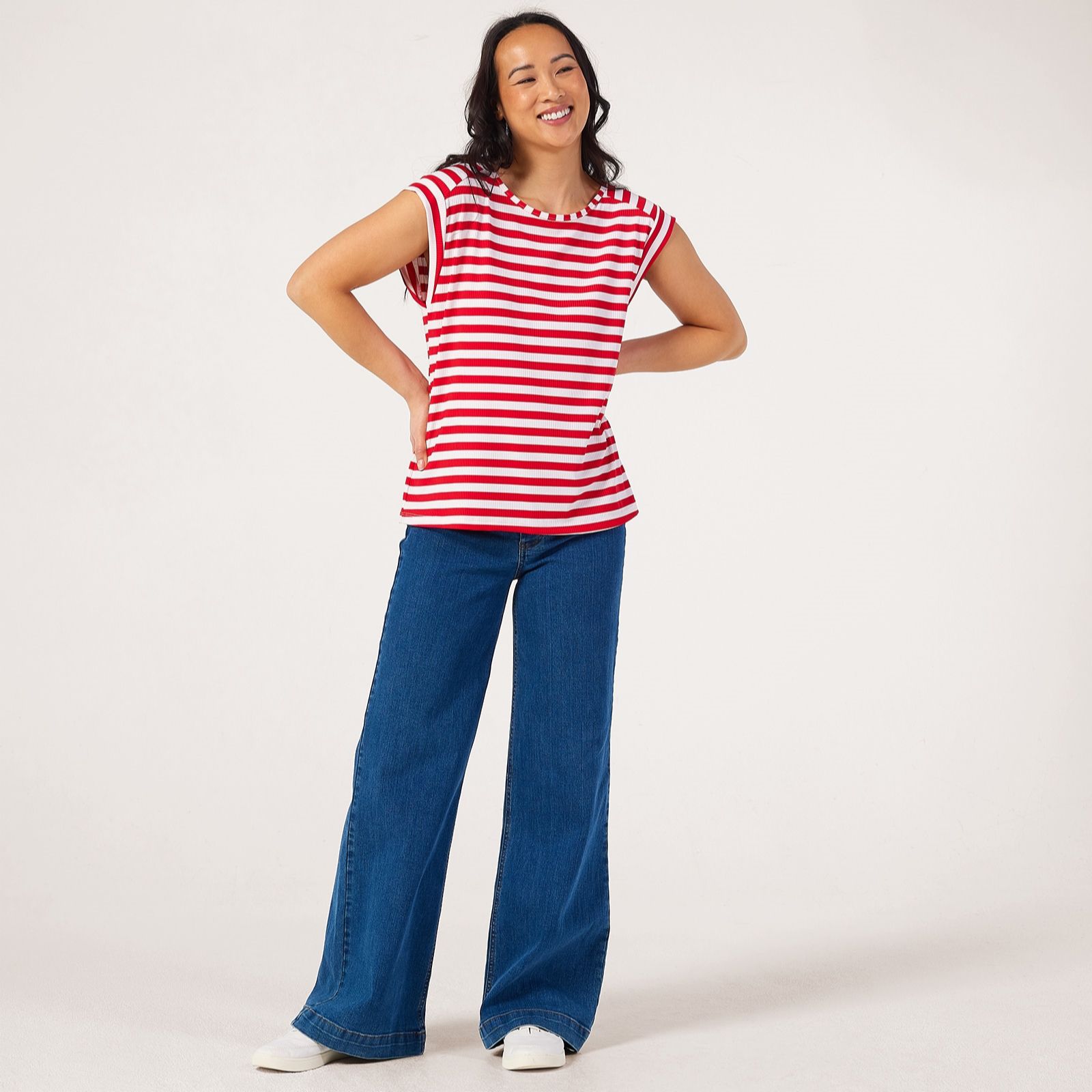 Kim & Co Silky Rib Short Dolman Sleeve Top