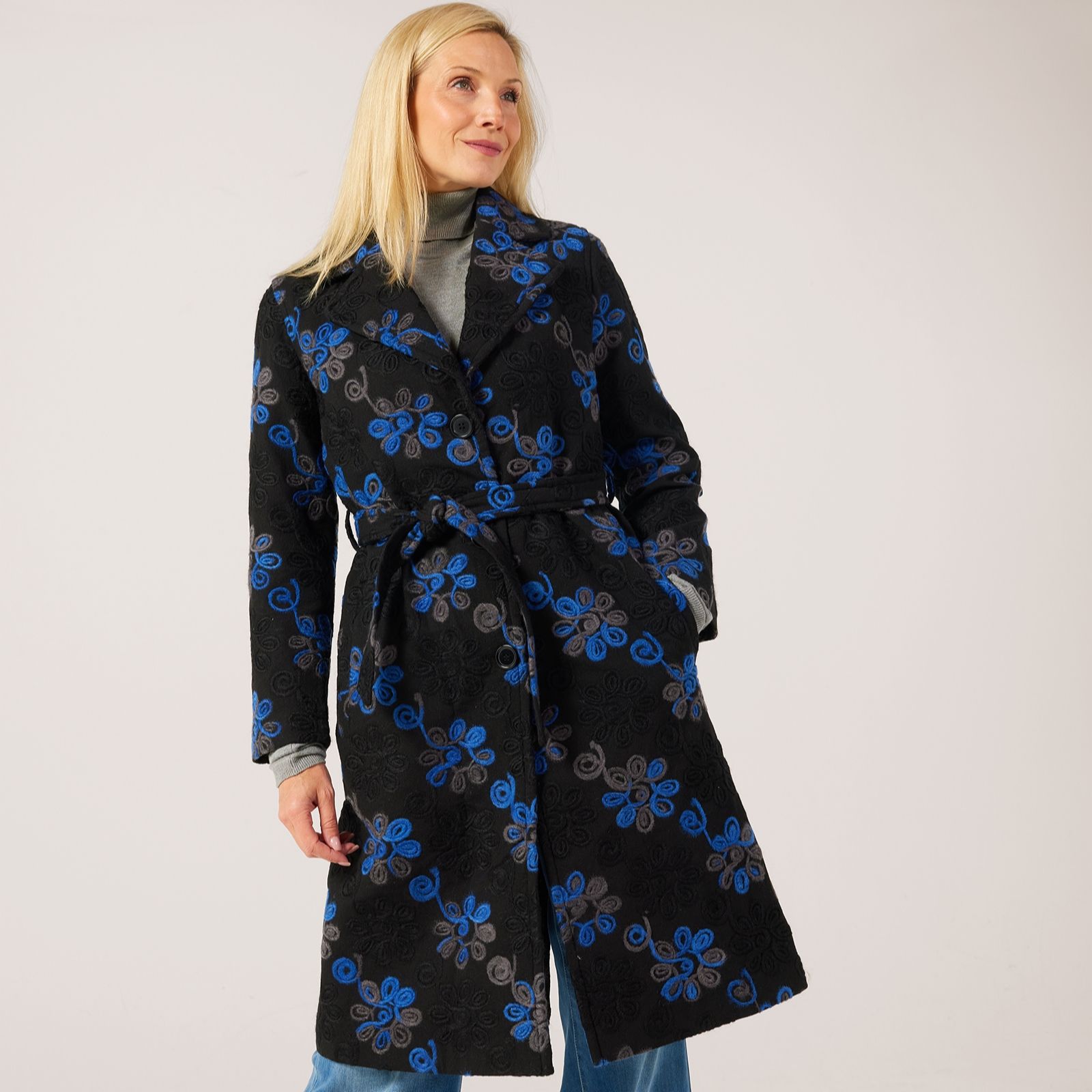 Helene Berman Embroidered Longline Coat