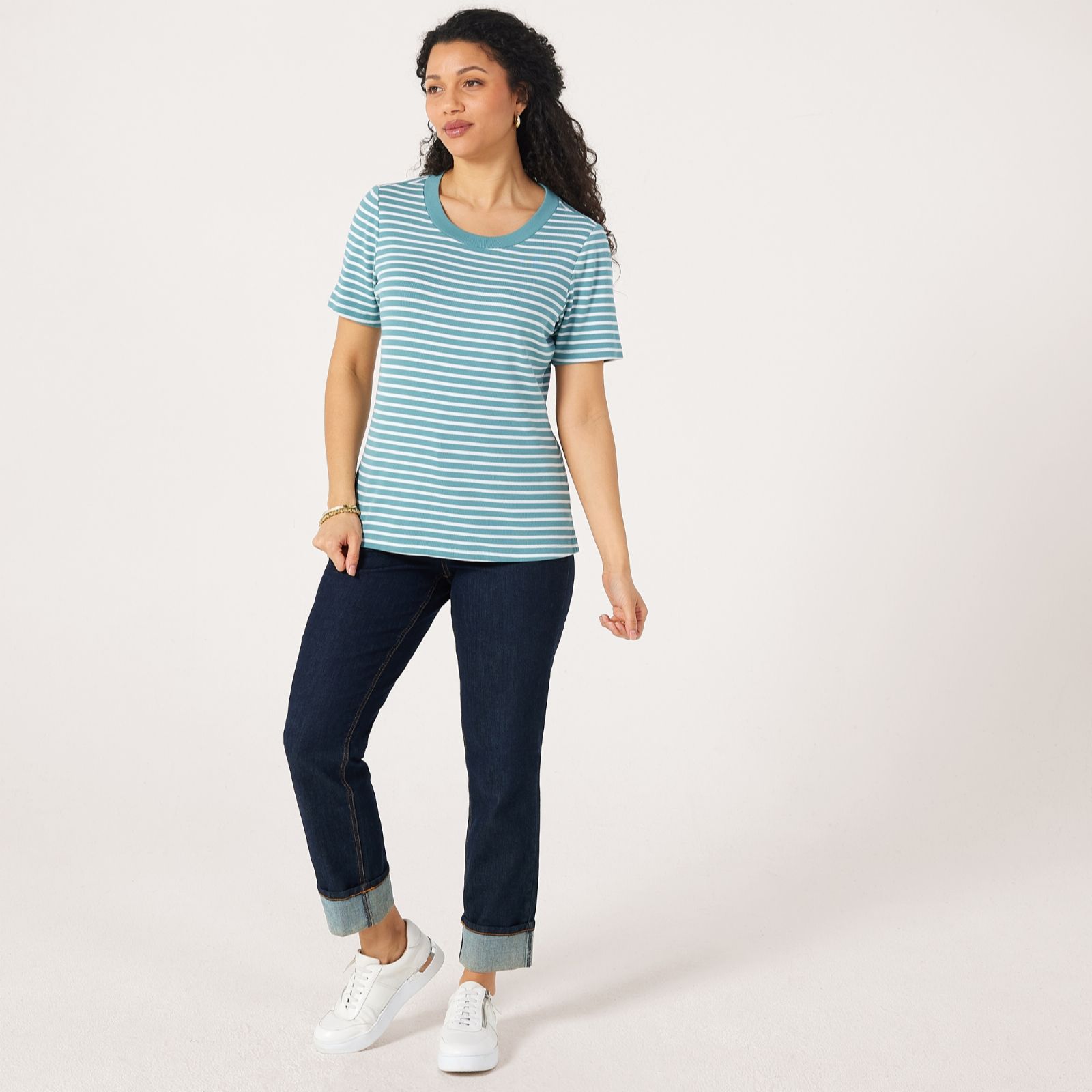 Ruth Langsford Cotton Modal Ribbed scoop neck top