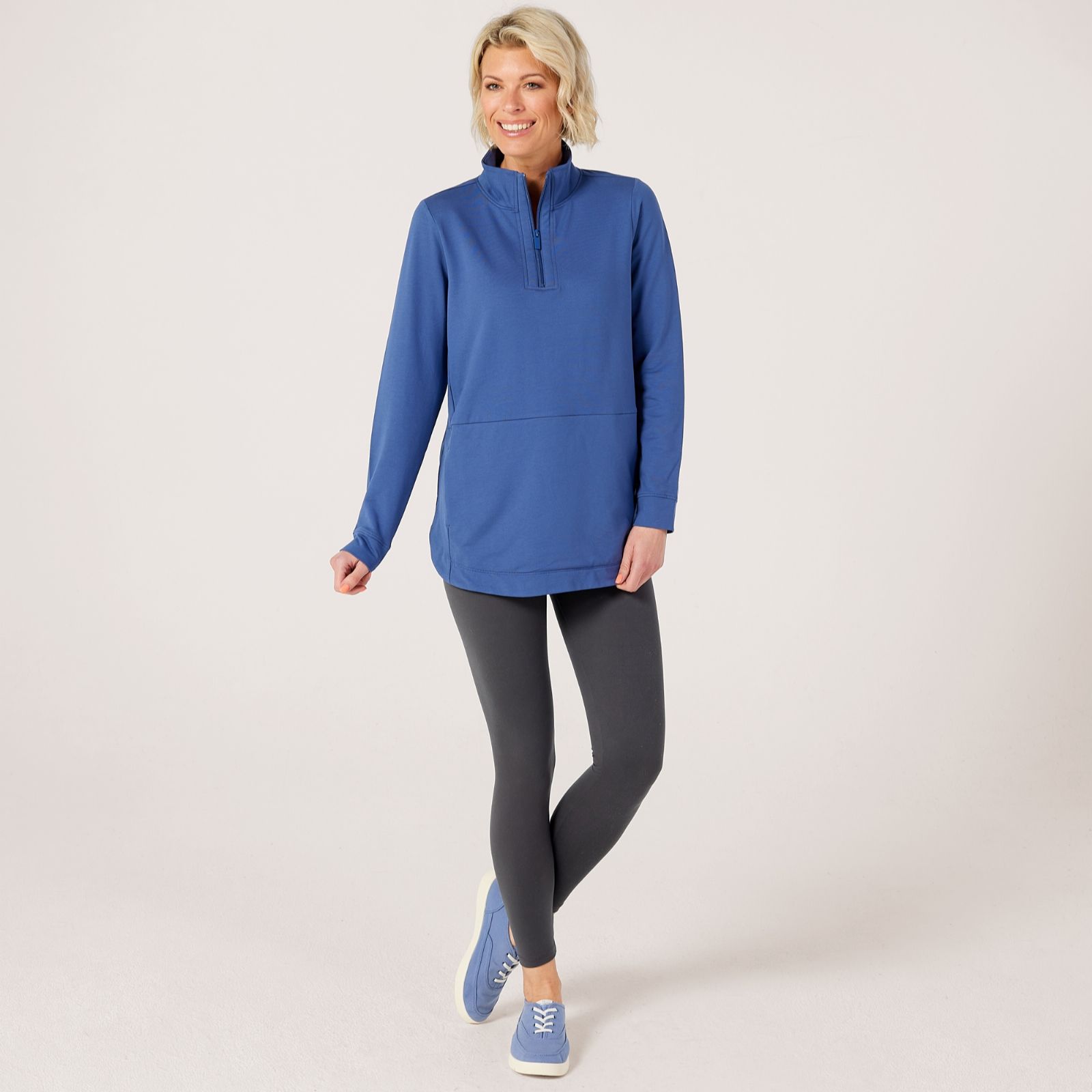 Denim & Co French Terry Half Zip Leisurewear Top