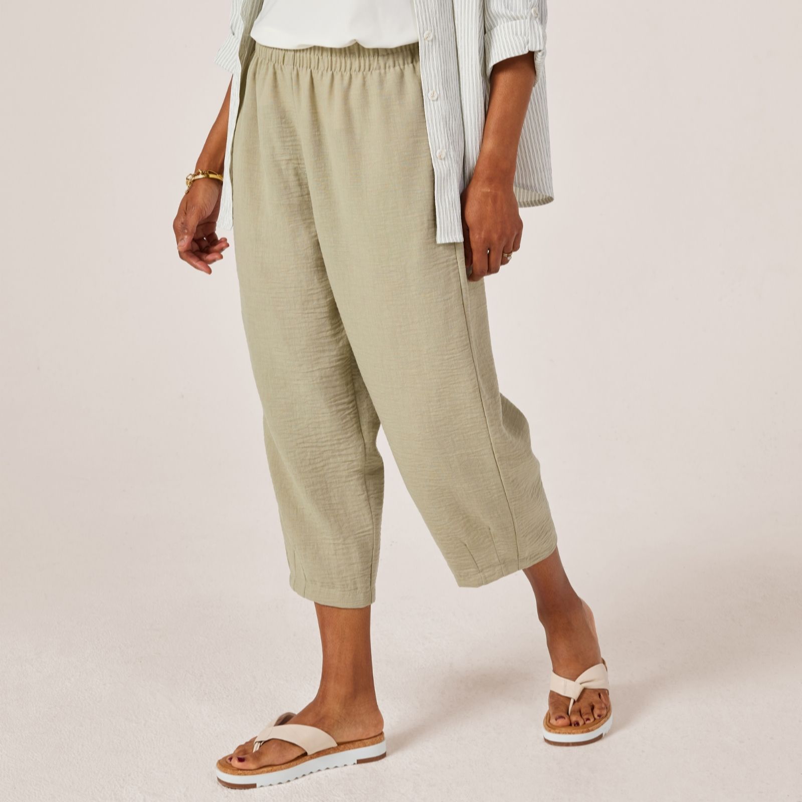 Kim & Co Linen Feel Cropped Mila Carrot Standard Trousers
