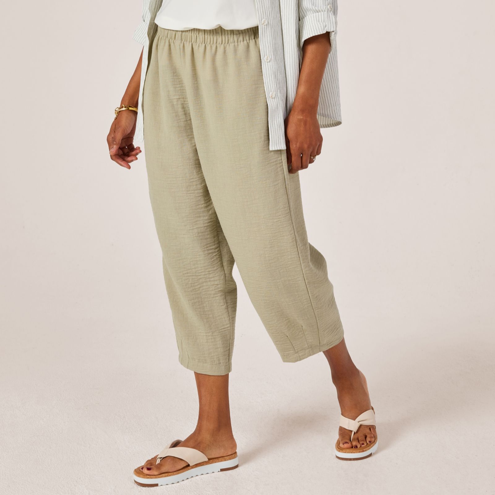 Kim & Co Linen Feel Cropped Mila Carrot Standard Trousers